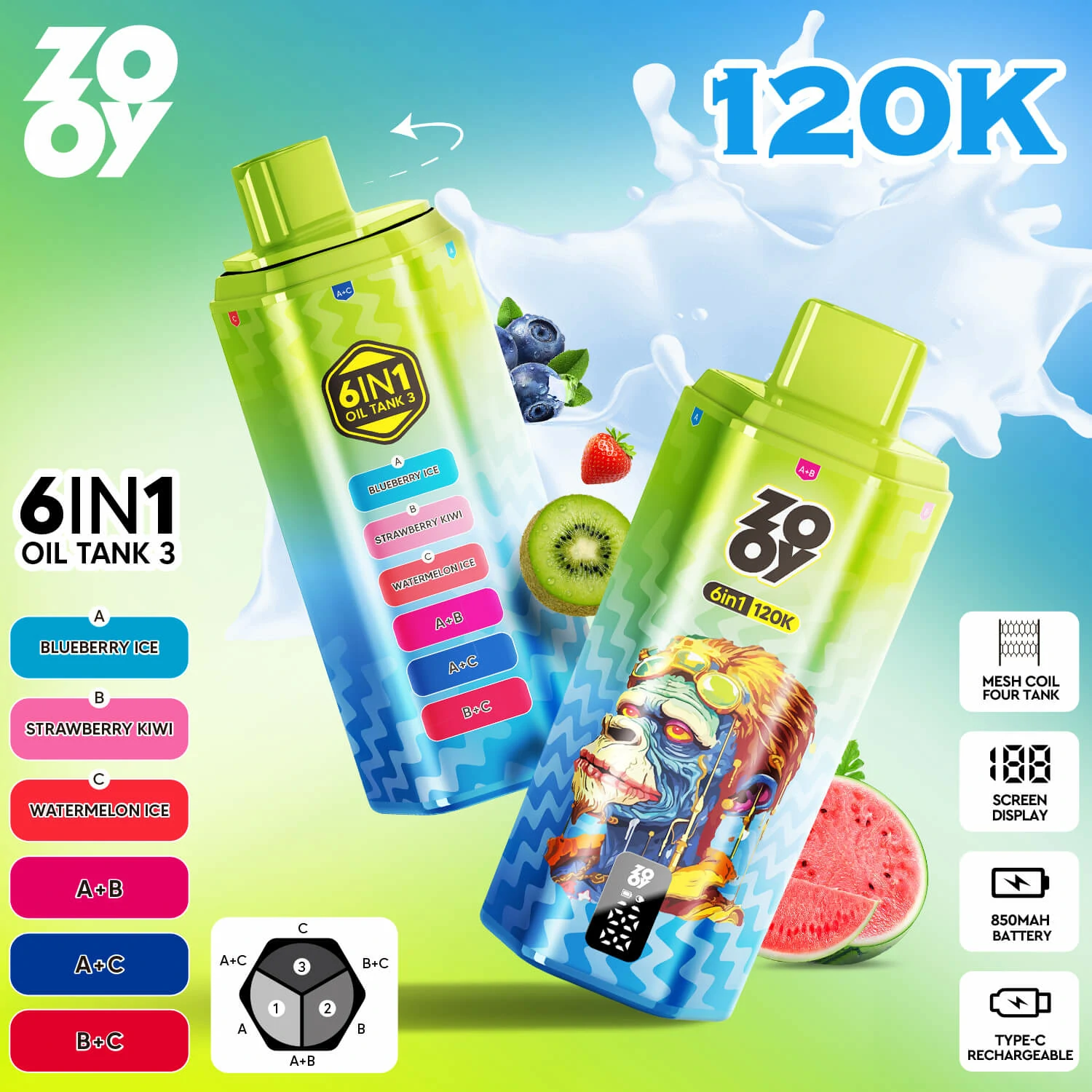 Zooy 120000 120K Boccate 6-in-1 Svapo monouso - image 7