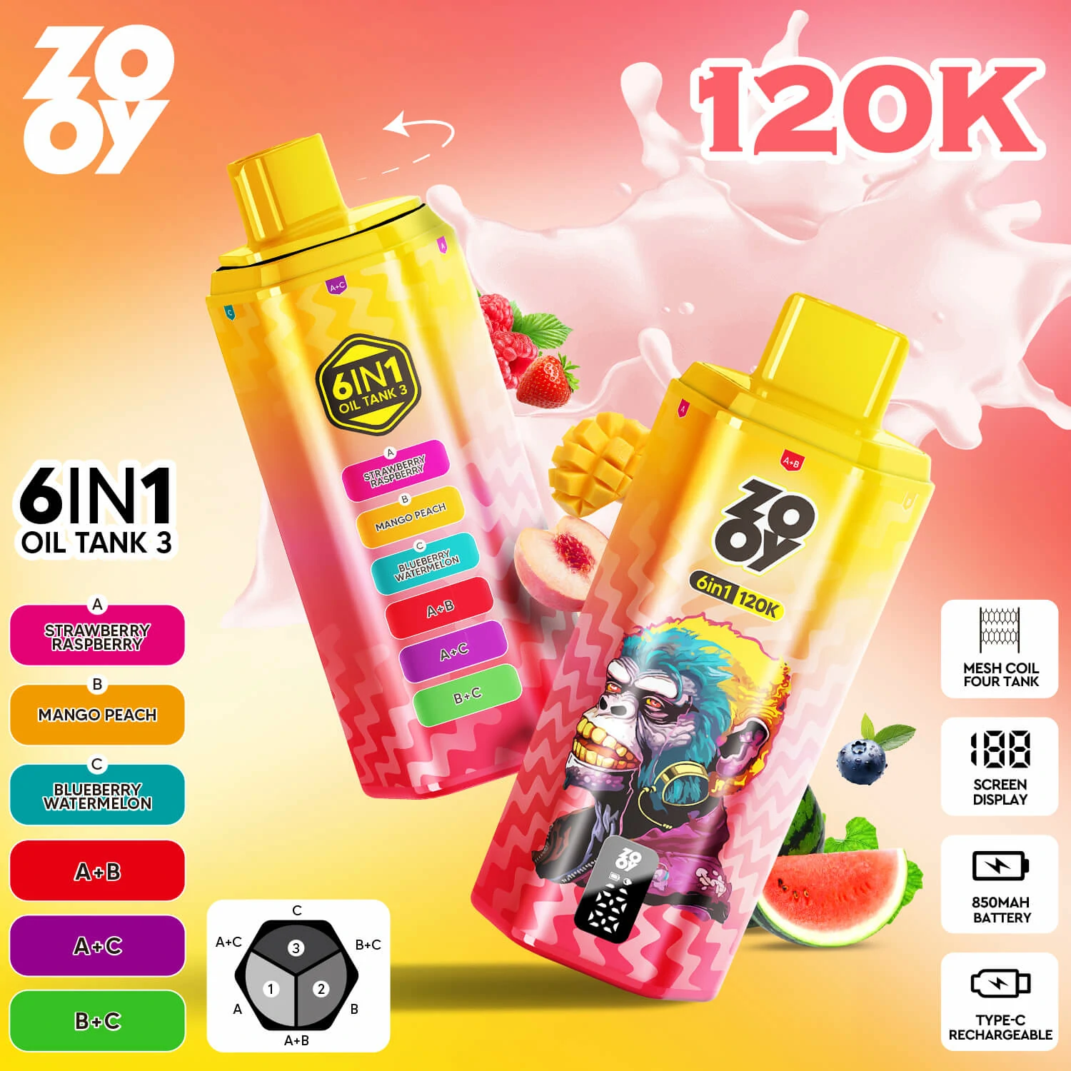 Zooy 120000 120K Boccate 6-in-1 Svapo monouso - image 5
