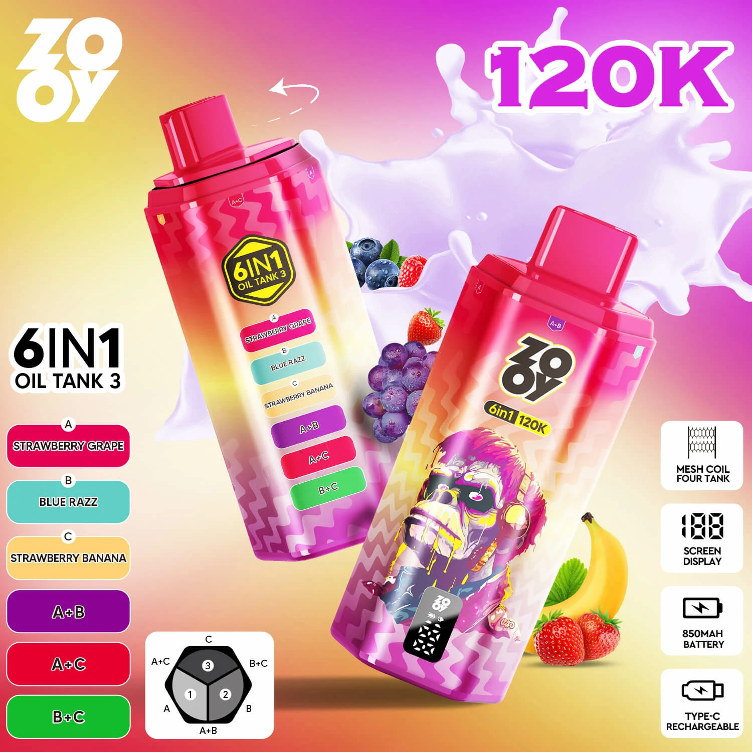 Zooy 120000 120K Boccate 6-in-1 Svapo monouso - image 8
