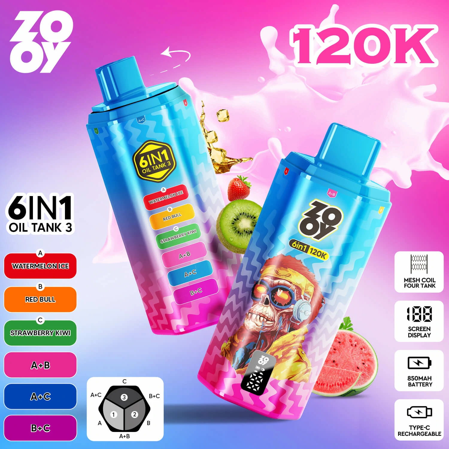 Zooy 120000 120K Boccate 6-in-1 Svapo monouso