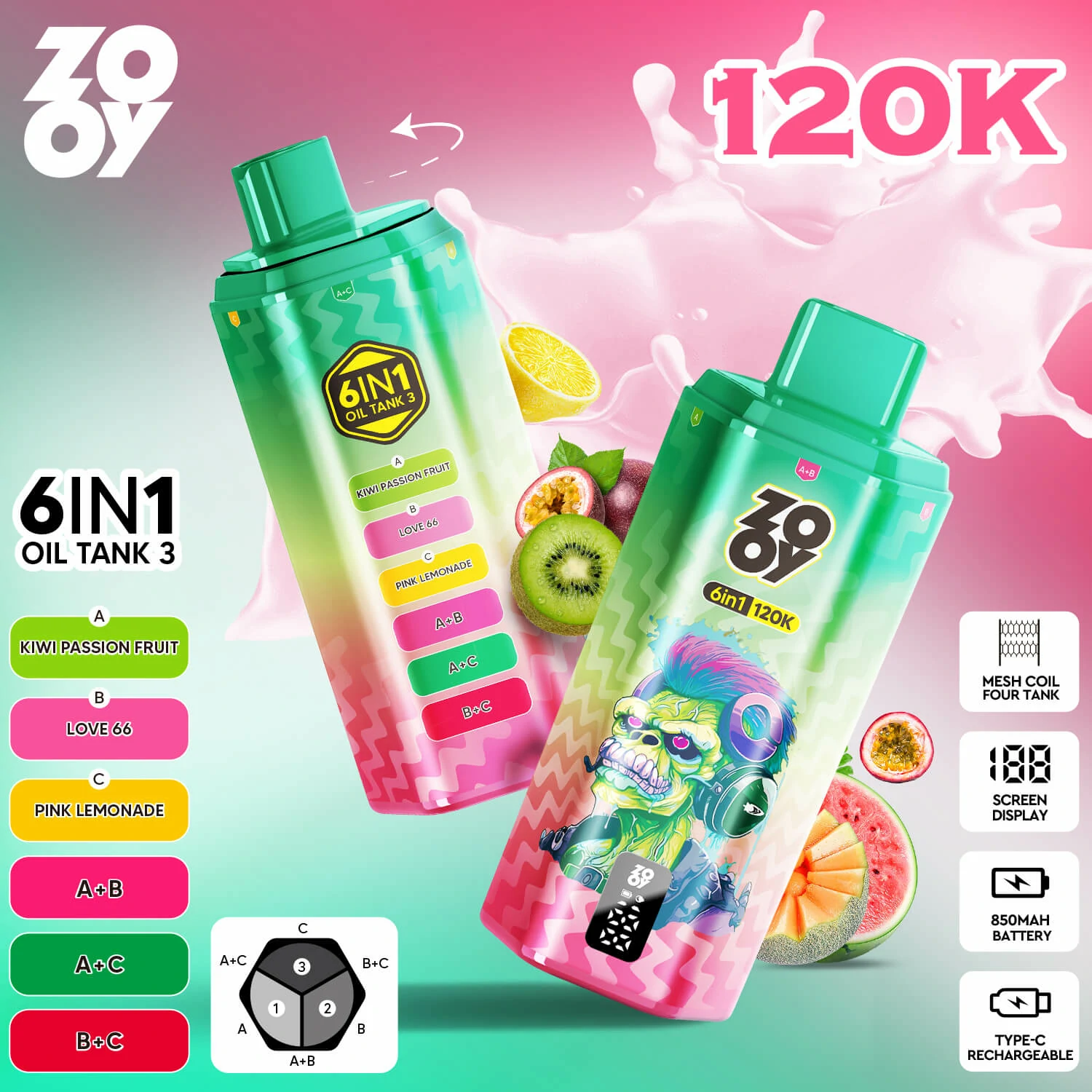 Zooy 120000 120K Boccate 6-in-1 Svapo monouso - image 2