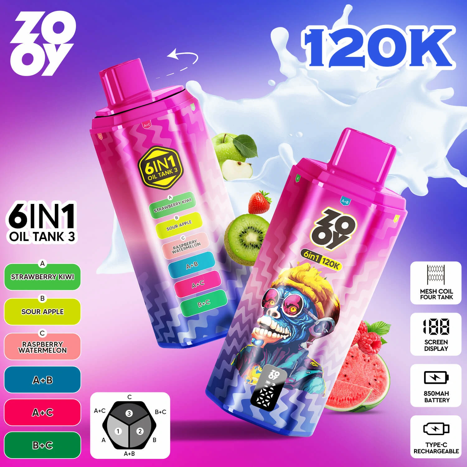 Zooy 120000 120K Boccate 6-in-1 Svapo monouso - image 9