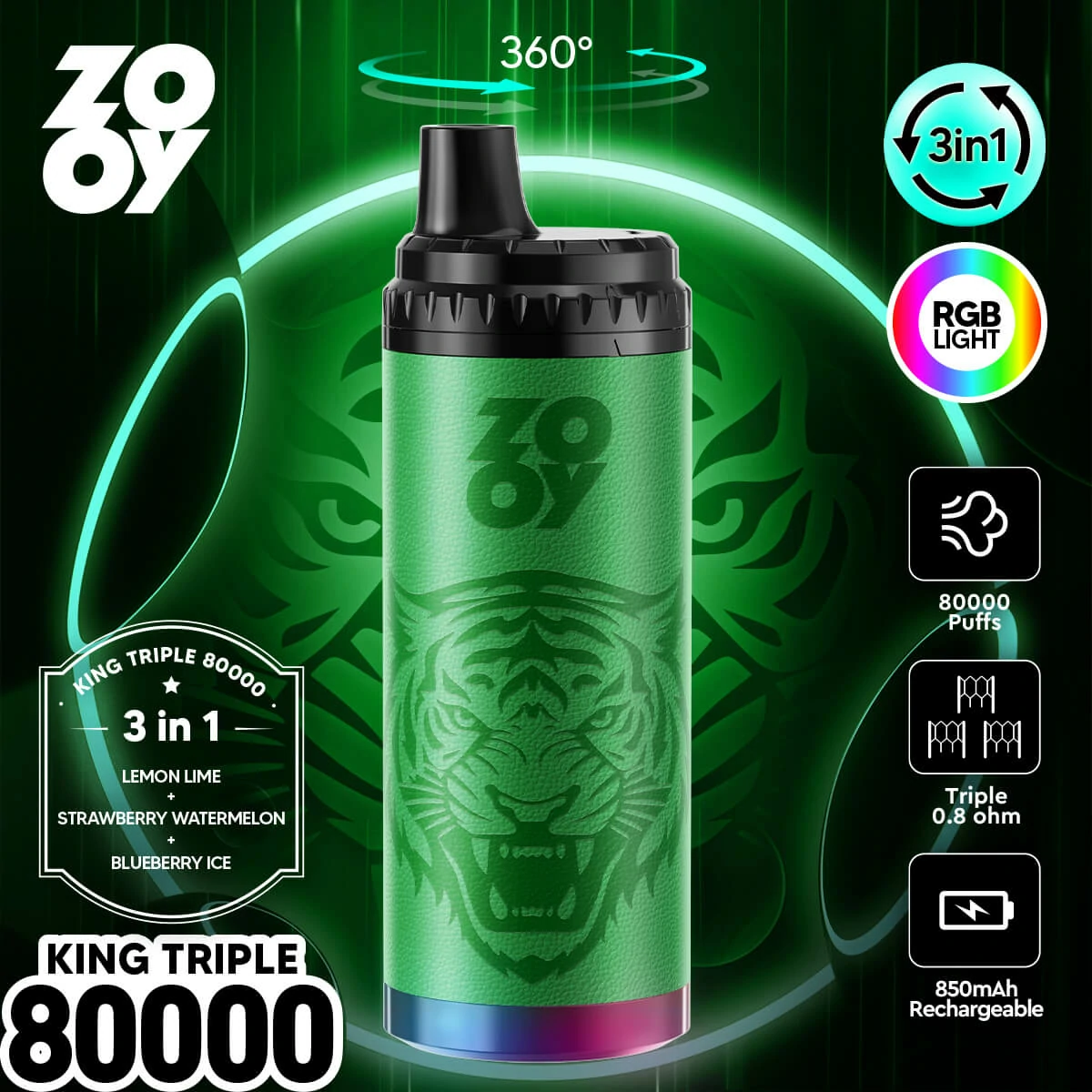 ZOOY King 80000 80K Boccate 3-in-1 Svapo monouso - image 3