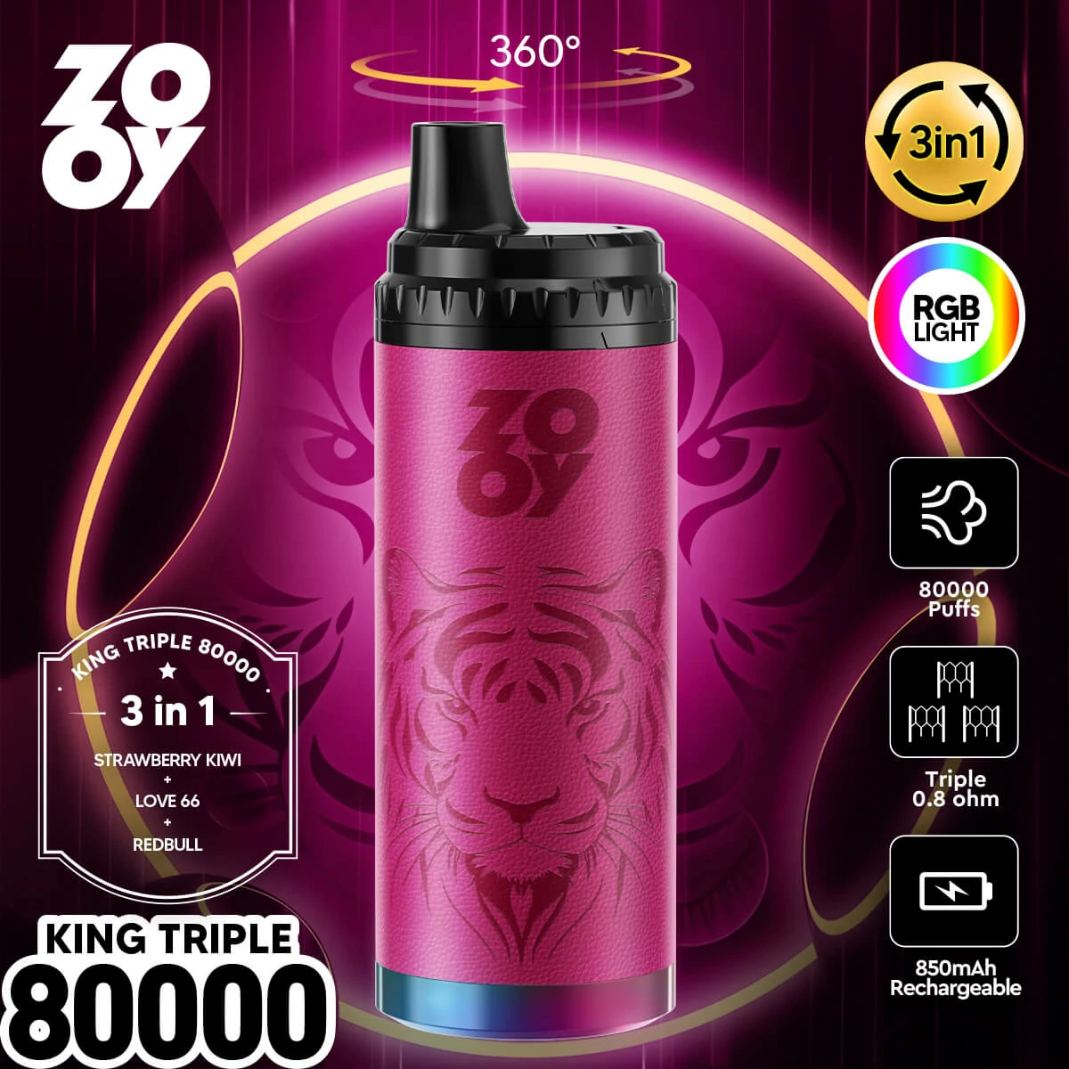 ZOOY King 80000 80K Boccate 3-in-1 Svapo monouso - image 6
