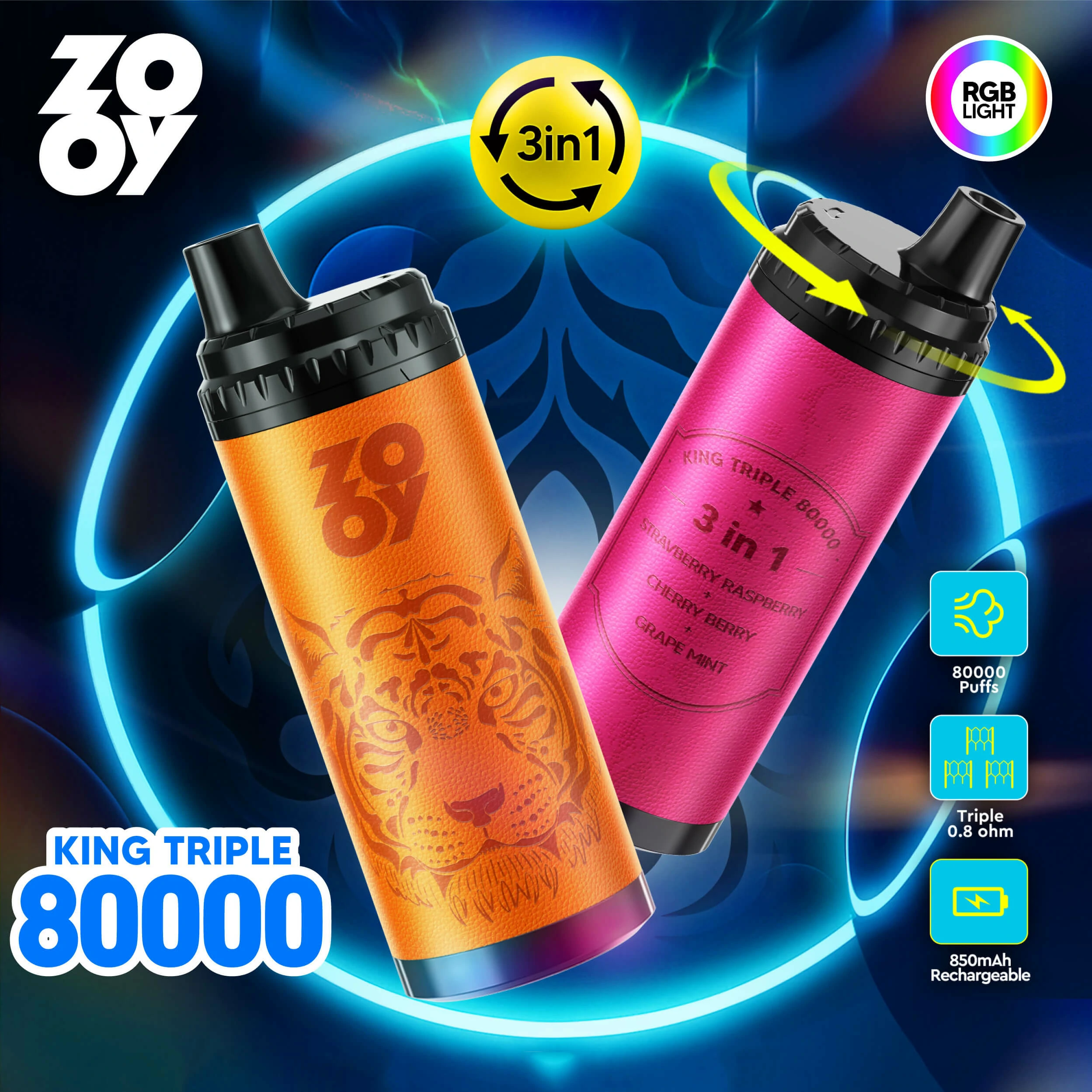 ZOOY King 80000 80K Boccate 3-in-1 Svapo monouso