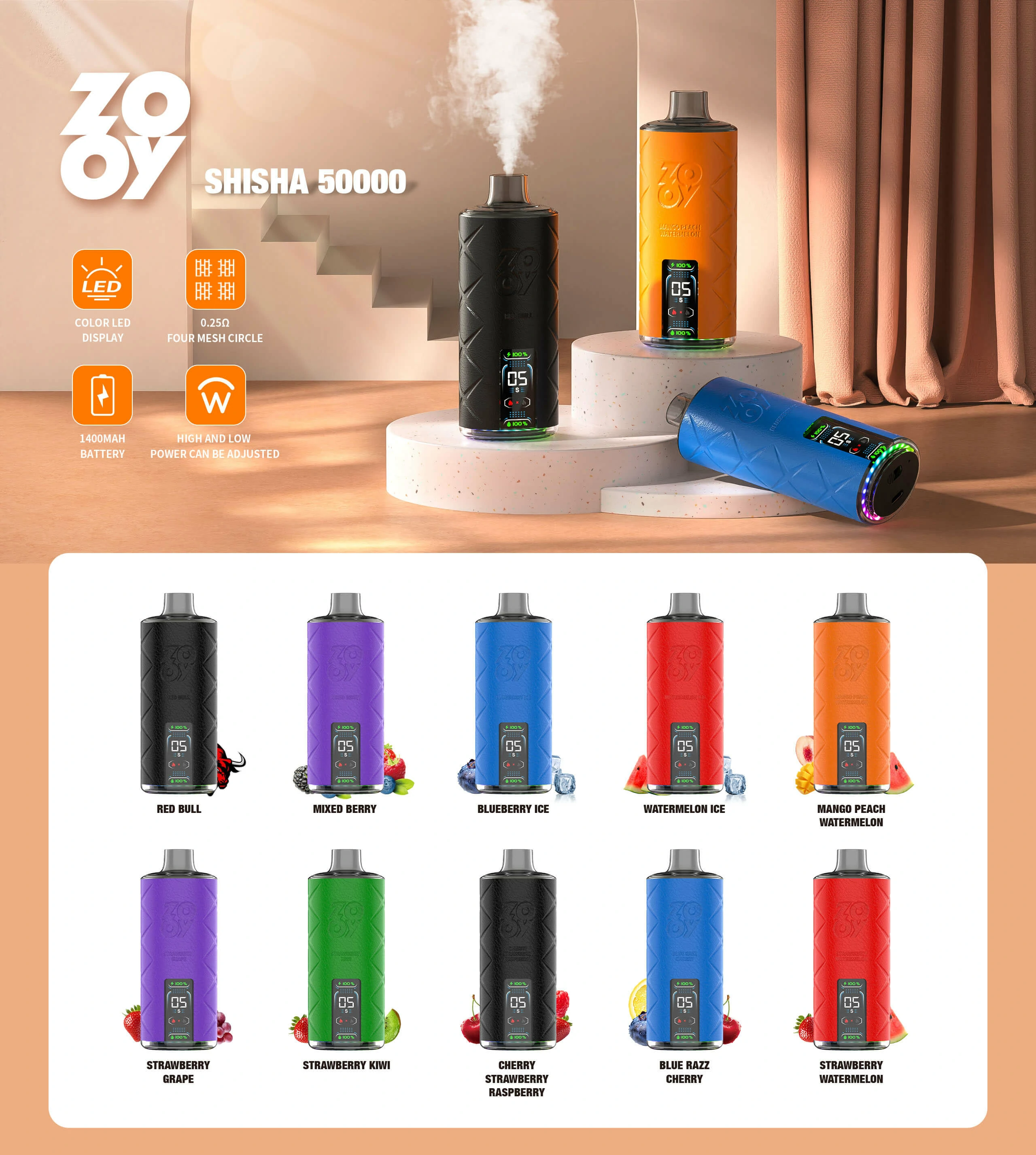 Zooy Shisha 50000 50K Boccate Smart Display Svapo monouso - image 11
