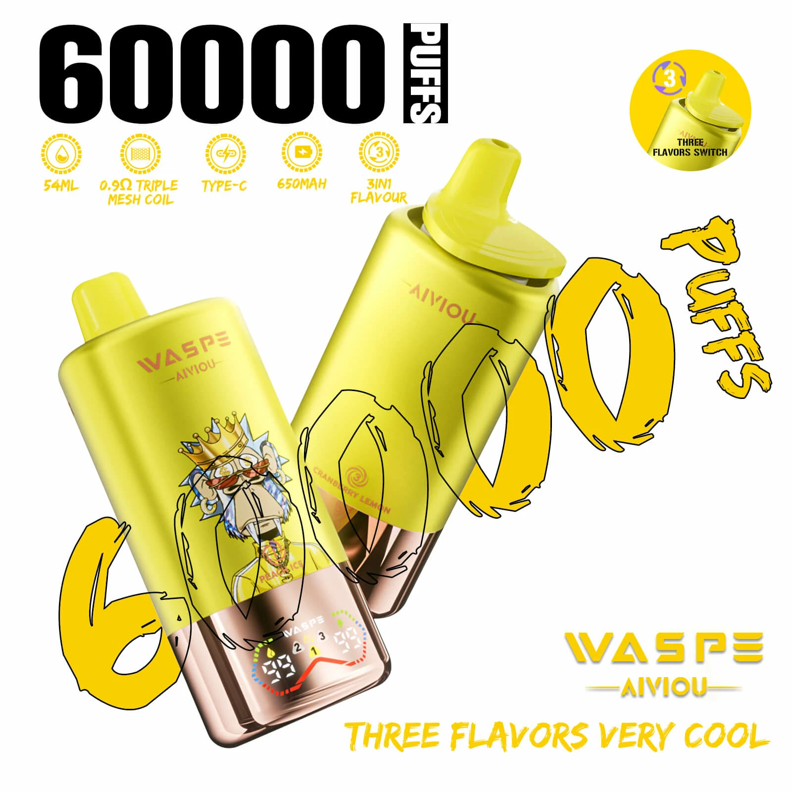 WASPE Bar 60000 60K Boccate LED svapo monouso