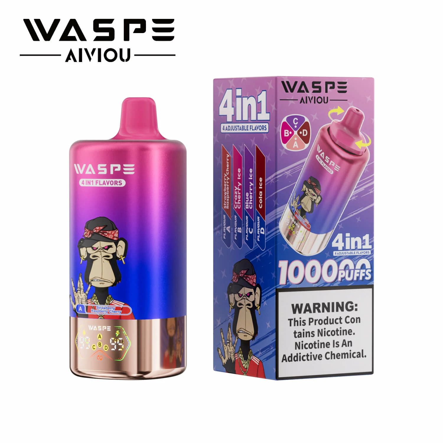 Waspe 4-in-1 100000 100K Boccate svapo monouso a quattro gusti - image 5