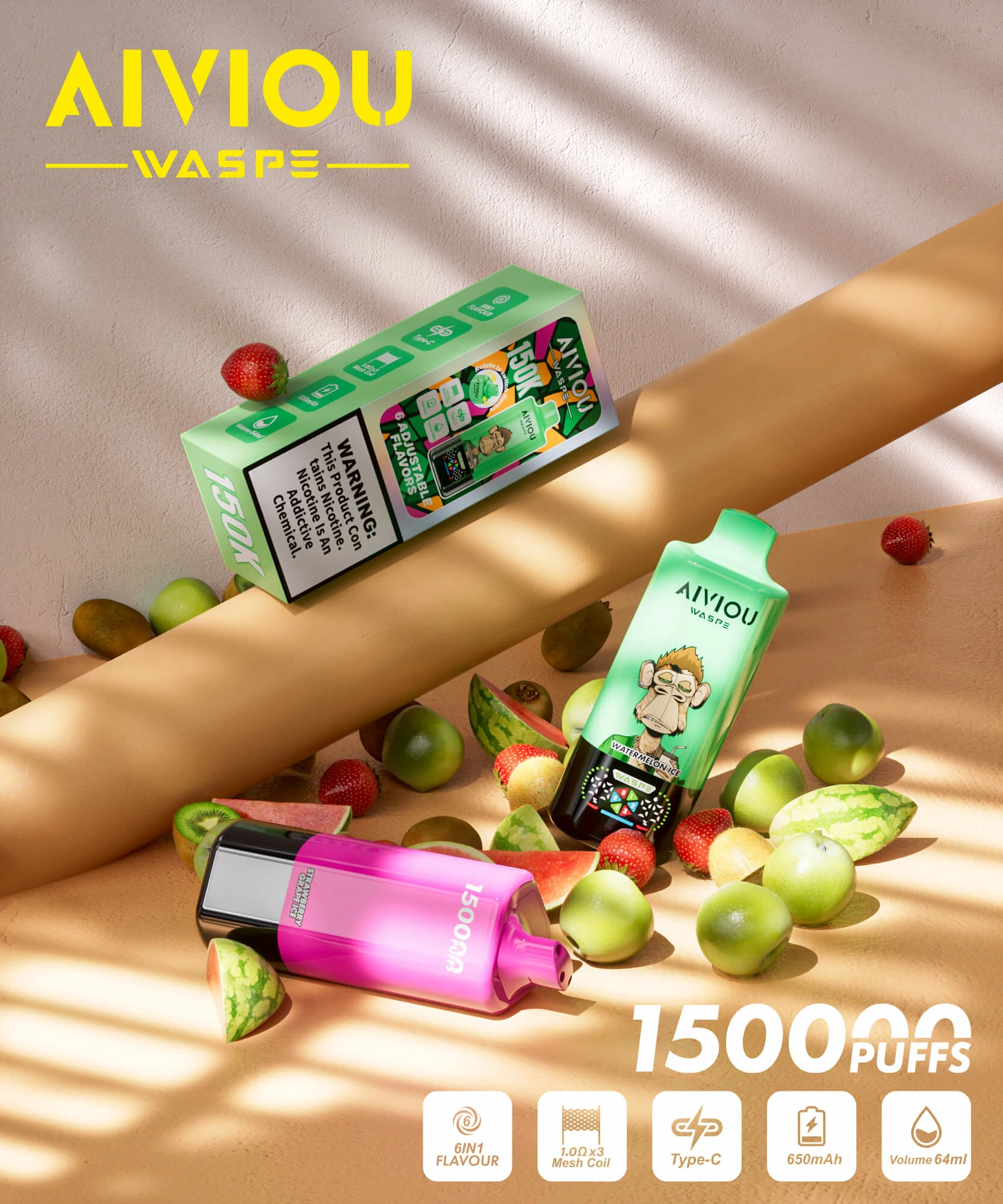 WASPE AIVIOU 150000 150K Boccate 6-in-1 Svapo monouso - image 2