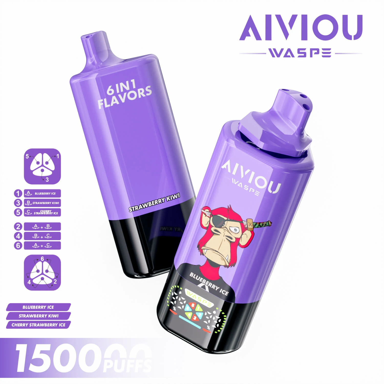 WASPE AIVIOU 150000 150K Boccate 6-in-1 Svapo monouso - image 4
