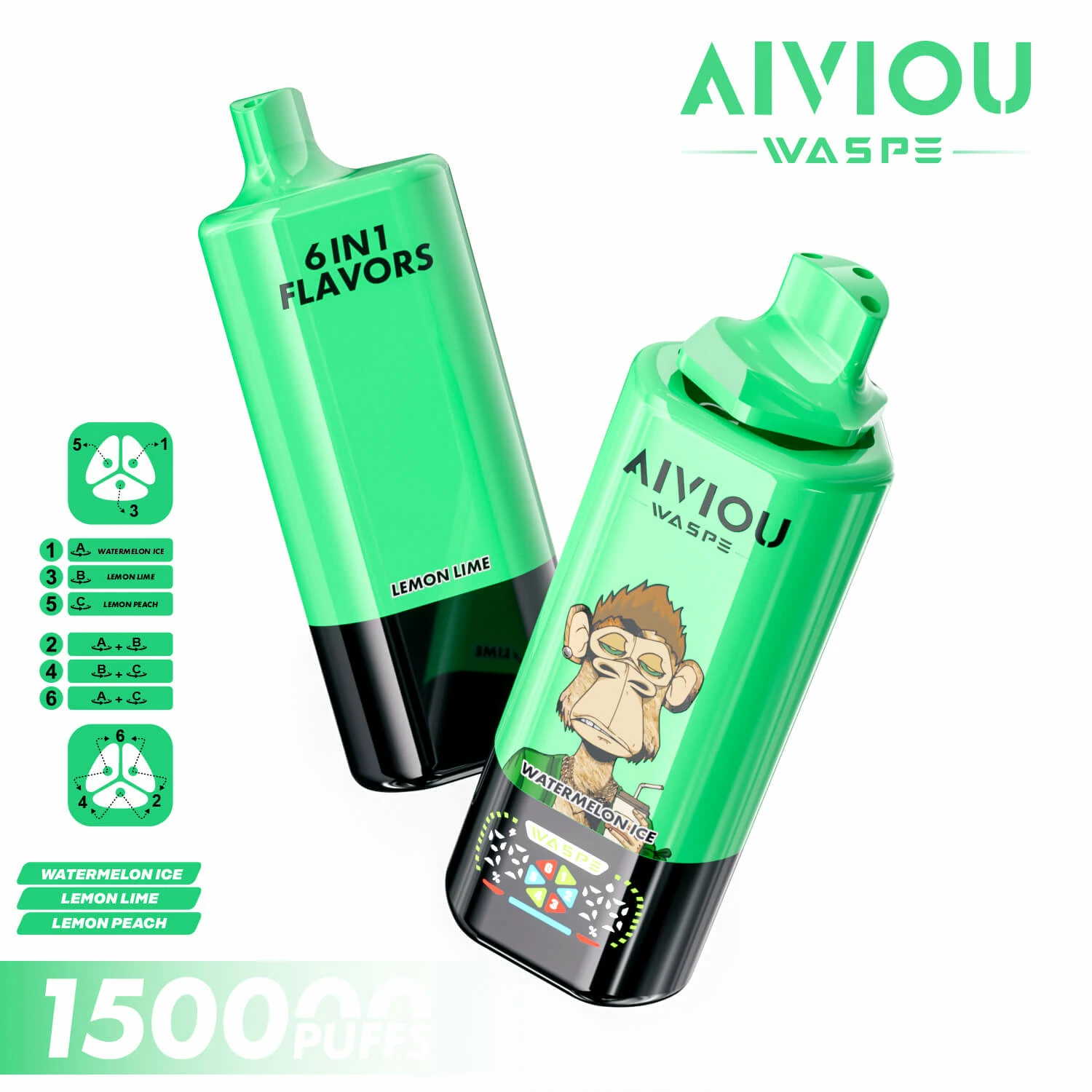 WASPE AIVIOU 150000 150K Boccate 6-in-1 Svapo monouso - image 3