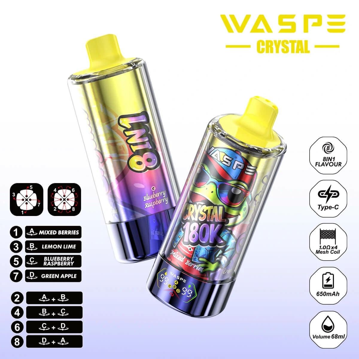 WASPE Crystal 180000 180K Boccate 8-in-1 Svapo monouso - image 6