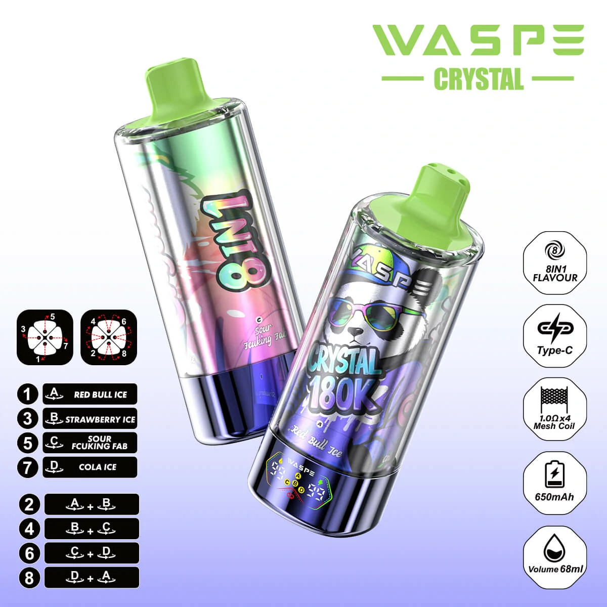 WASPE Crystal 180000 180K Boccate 8-in-1 Svapo monouso - image 10
