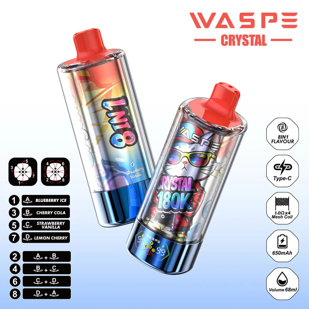 WASPE Crystal 180000 180K Boccate 8-in-1 Svapo monouso - image 13