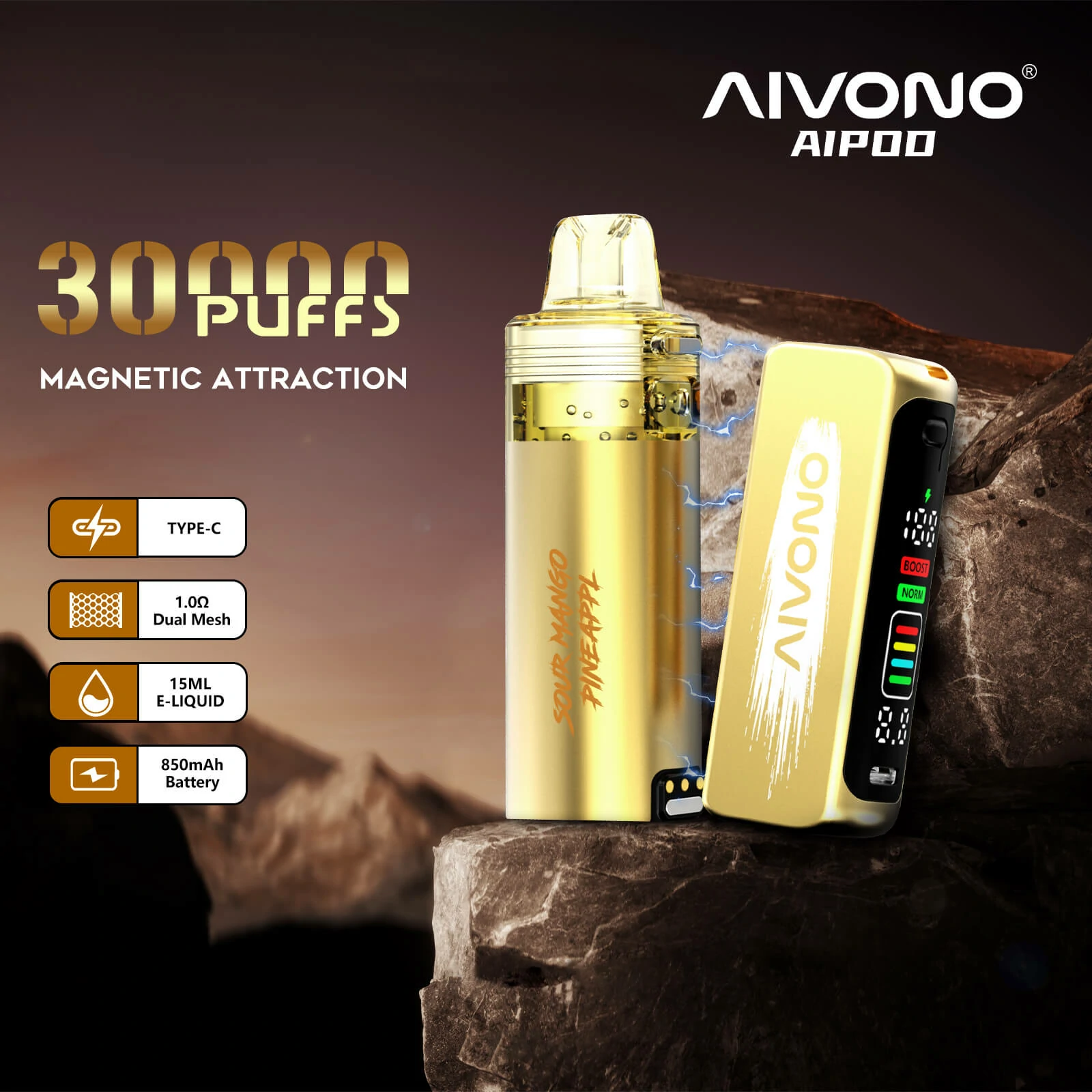 AIVONO AIM AIPOD KIT 30000 30K Boccate schermo smart svapo monouso - image 2