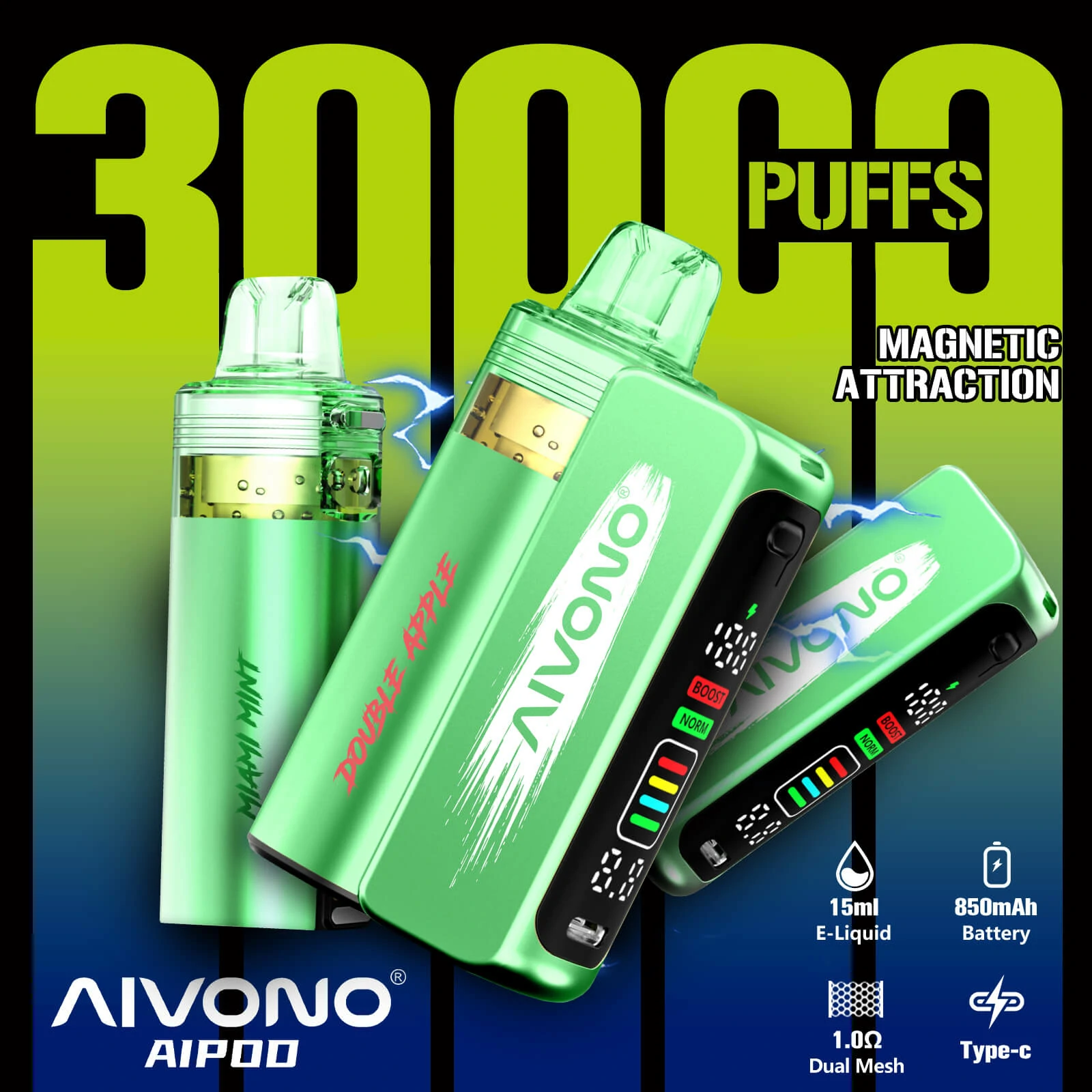 AIVONO AIM AIPOD KIT 30000 30K Boccate schermo smart svapo monouso - image 3