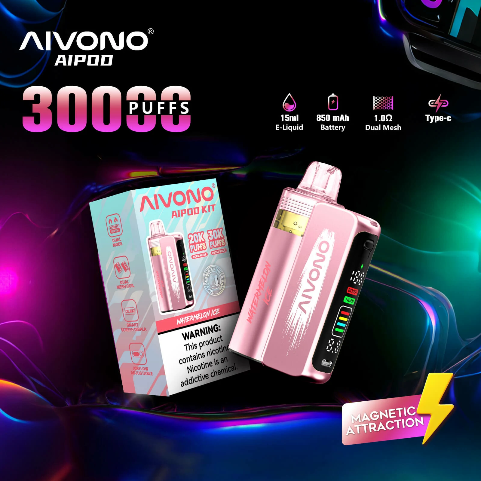 AIVONO AIM AIPOD KIT 30000 30K Boccate schermo smart svapo monouso - image 4