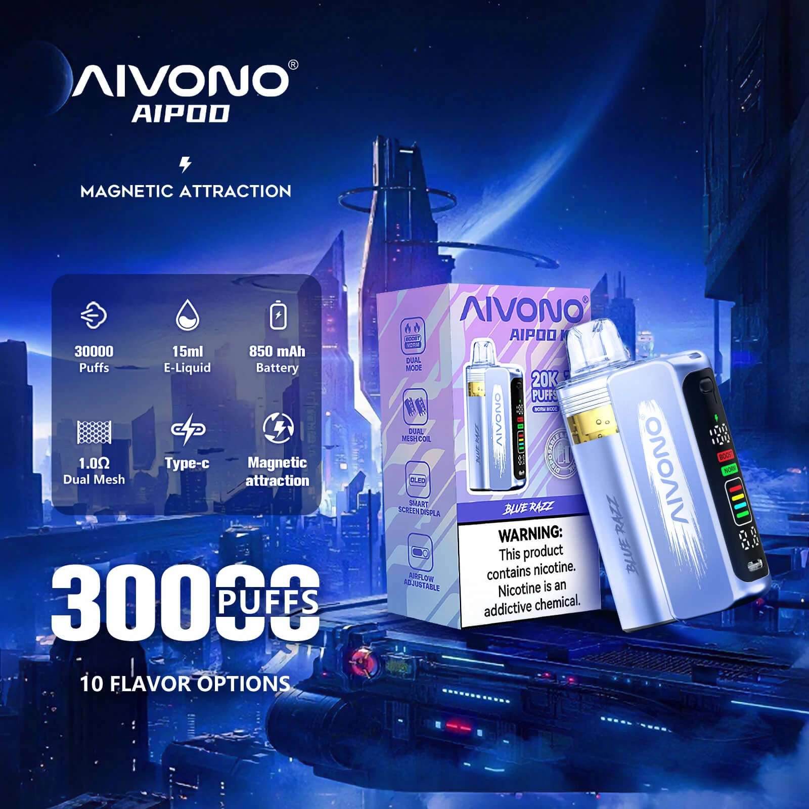 AIVONO AIM AIPOD KIT 30000 30K Boccate schermo smart svapo monouso