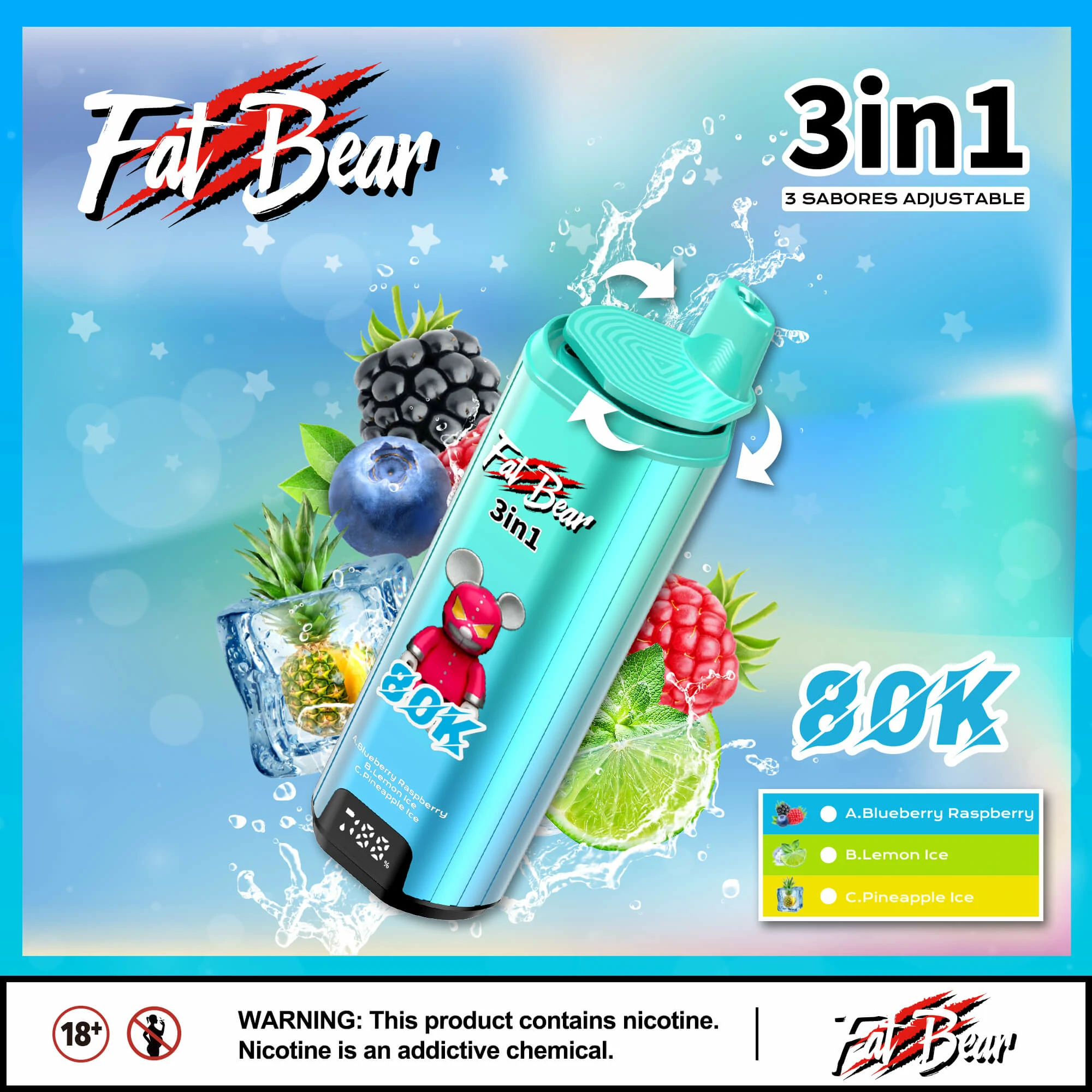 AIVONO AIM FAT BEAR 80000 80K Boccate triplo gusto Svapo monouso