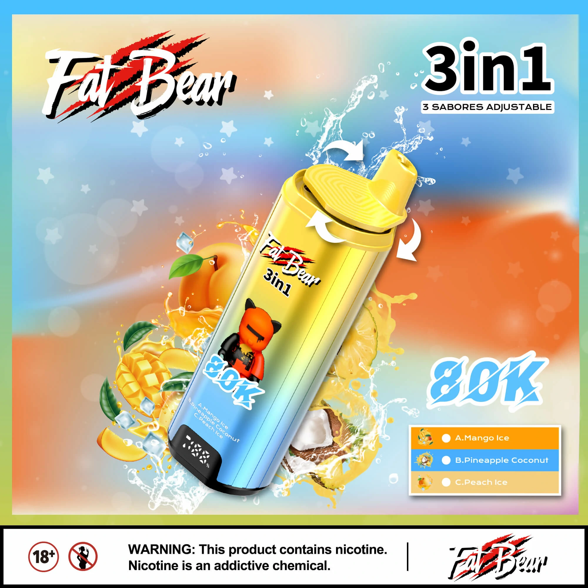 AIVONO AIM FAT BEAR 80000 80K Boccate triplo gusto Svapo monouso - image 4