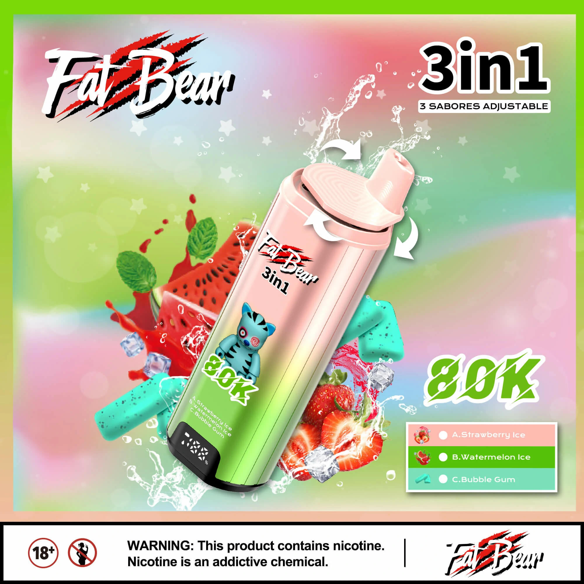 AIVONO AIM FAT BEAR 80000 80K Boccate triplo gusto Svapo monouso - image 2