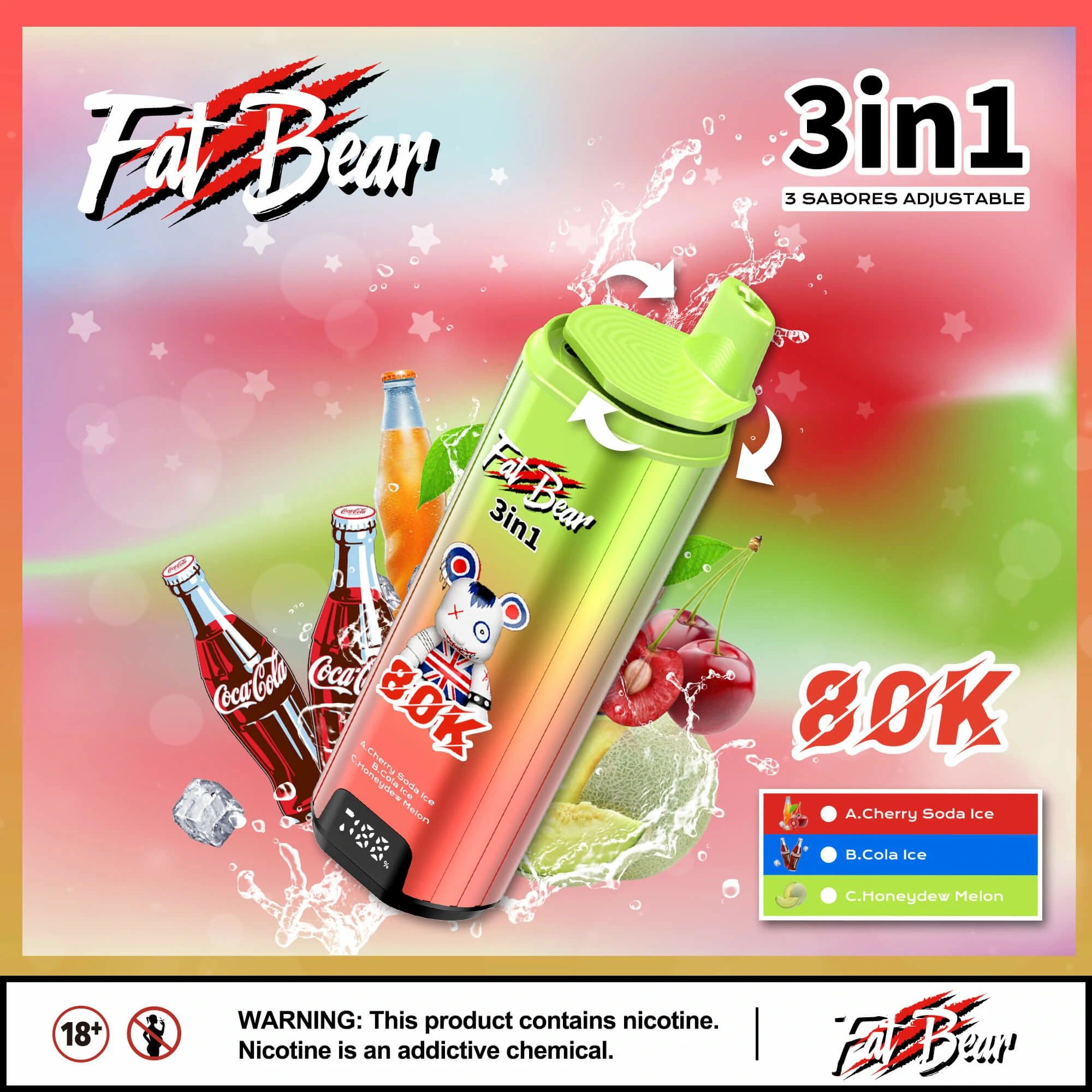 AIVONO AIM FAT BEAR 80000 80K Boccate triplo gusto Svapo monouso - image 3