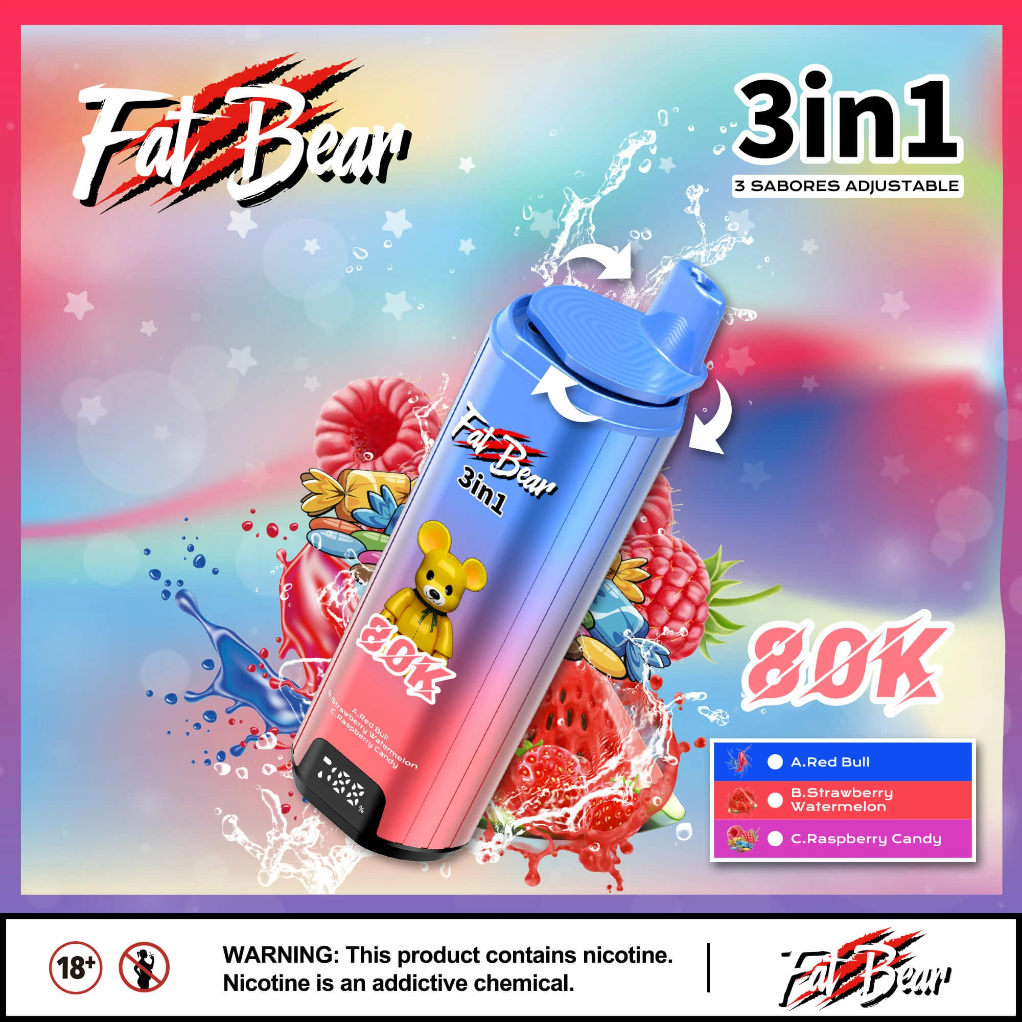 AIVONO AIM FAT BEAR 80000 80K Boccate triplo gusto Svapo monouso - image 7