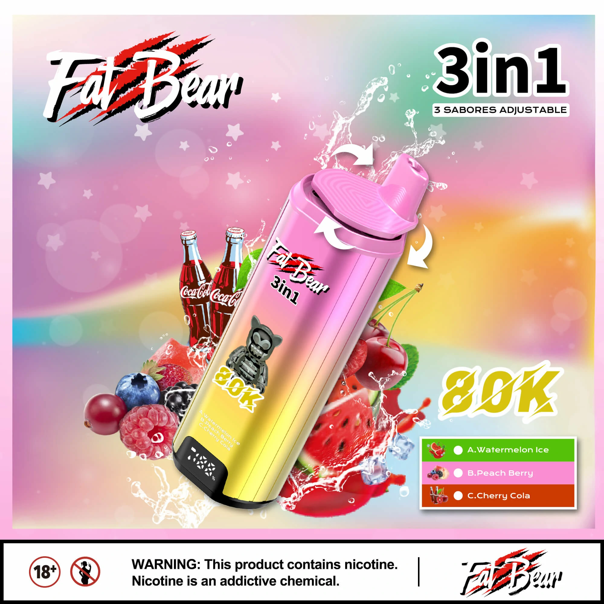 AIVONO AIM FAT BEAR 80000 80K Boccate triplo gusto Svapo monouso - image 10