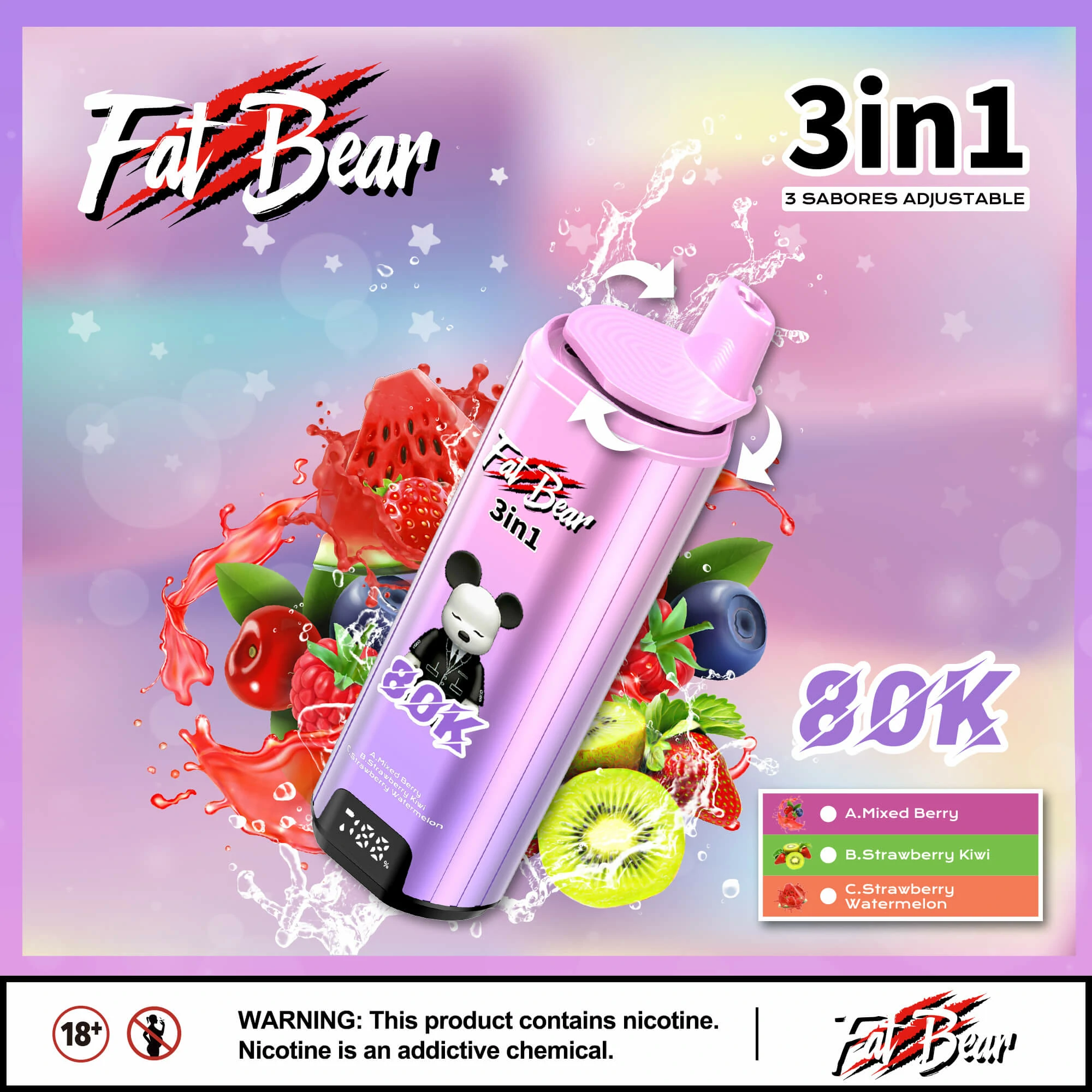 AIVONO AIM FAT BEAR 80000 80K Boccate triplo gusto Svapo monouso - image 8