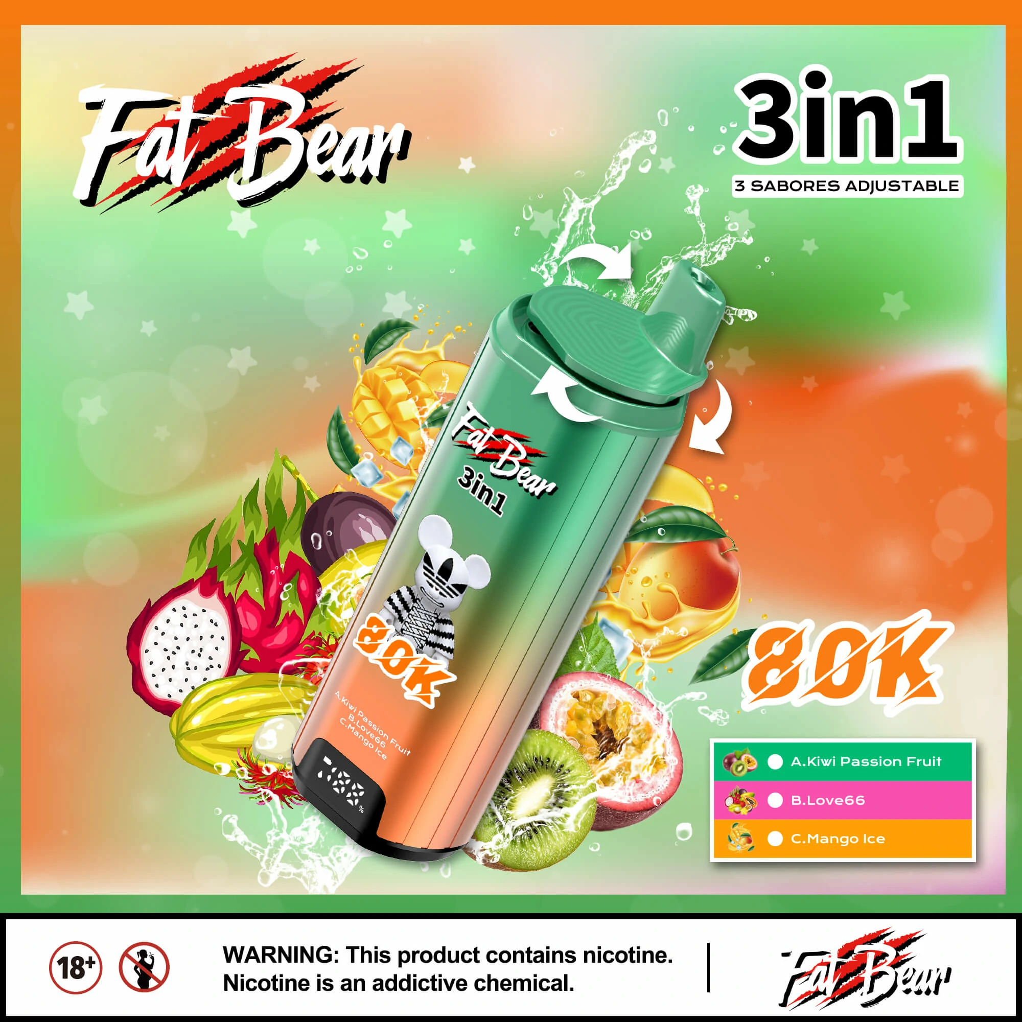 AIVONO AIM FAT BEAR 80000 80K Boccate triplo gusto Svapo monouso - image 9