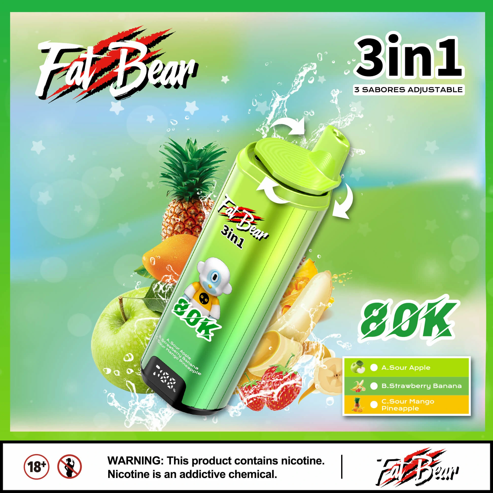 AIVONO AIM FAT BEAR 80000 80K Boccate triplo gusto Svapo monouso - image 6