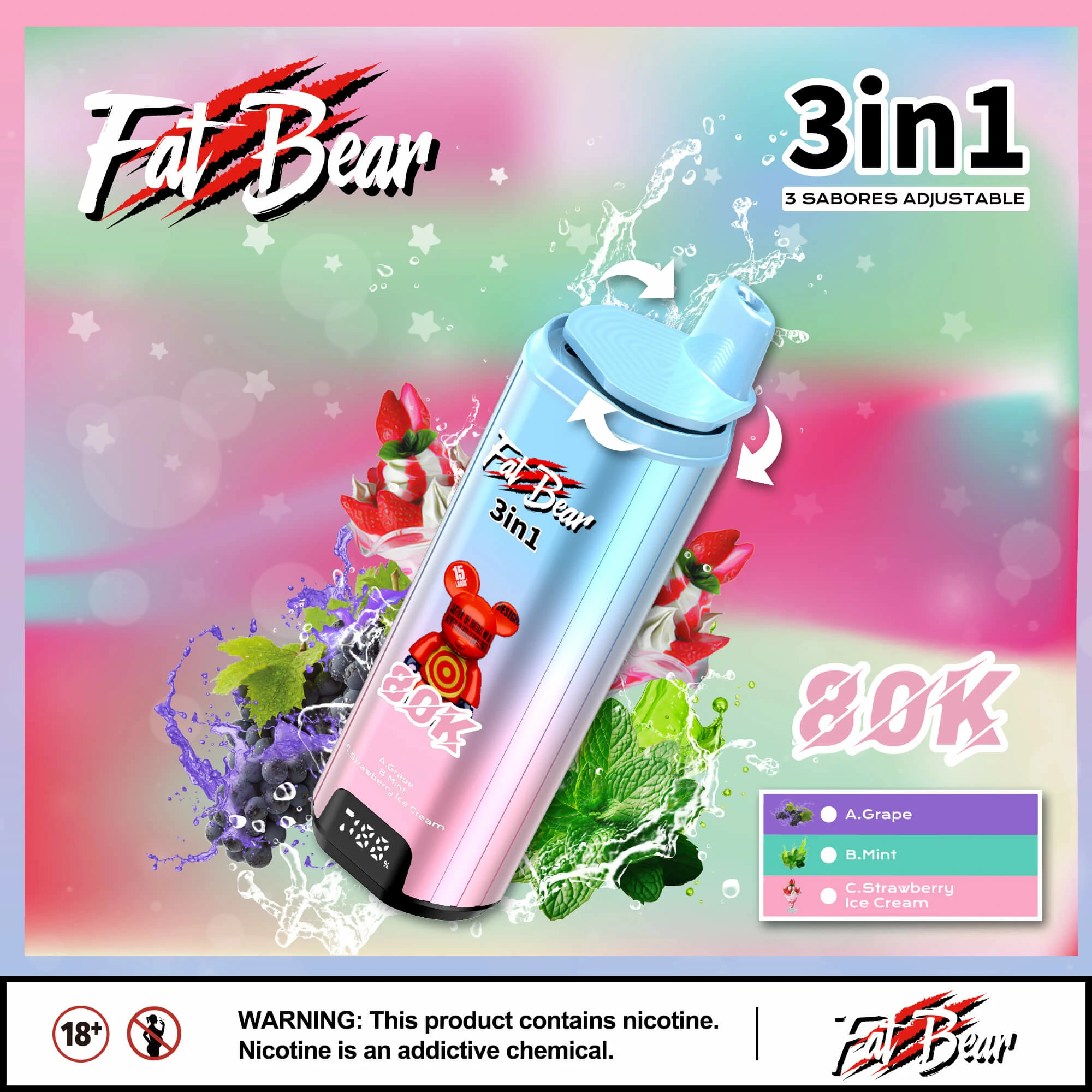 AIVONO AIM FAT BEAR 80000 80K Boccate triplo gusto Svapo monouso - image 5