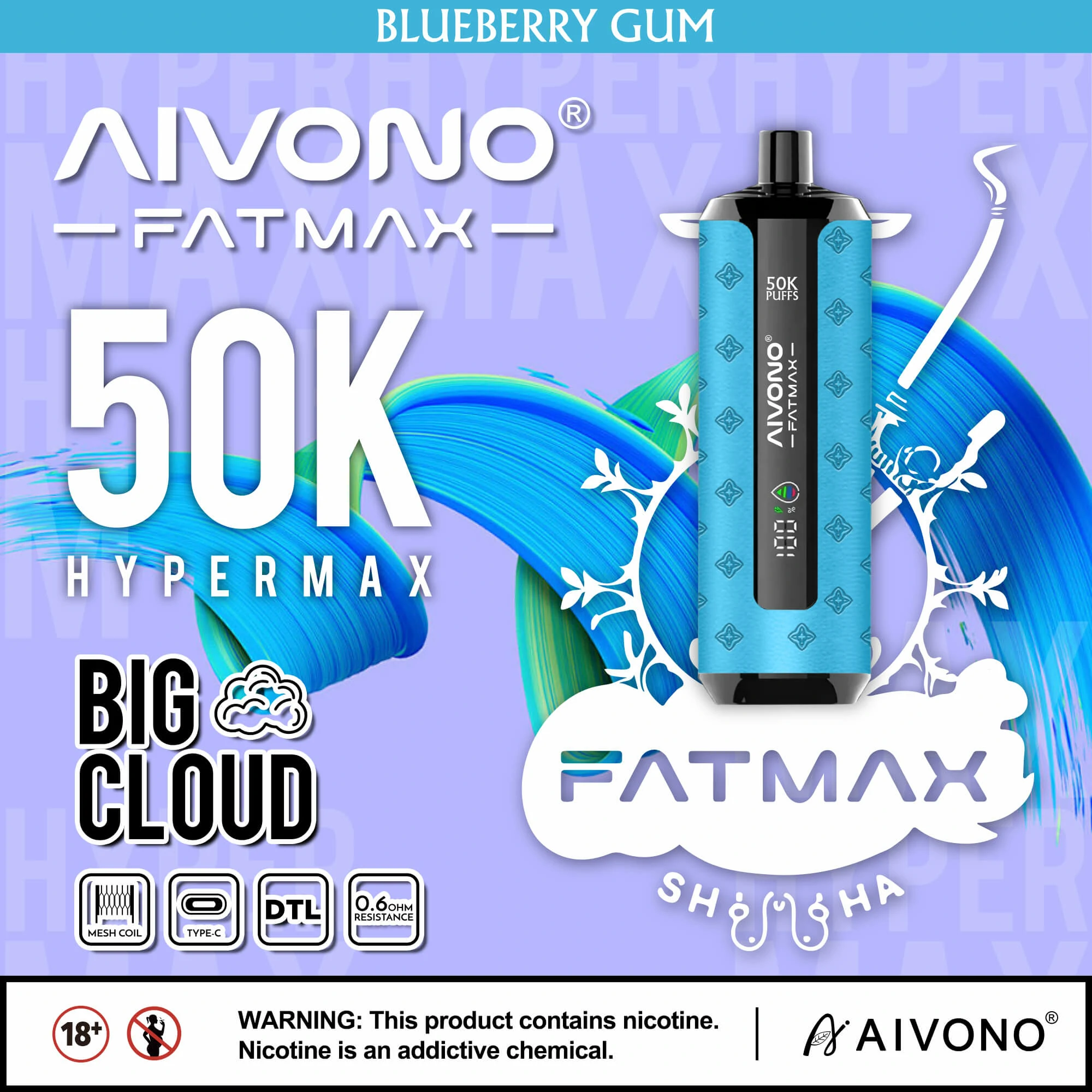 Aivono AIM FATMAX 50000 50K Boccate Display LCD Svapo monouso