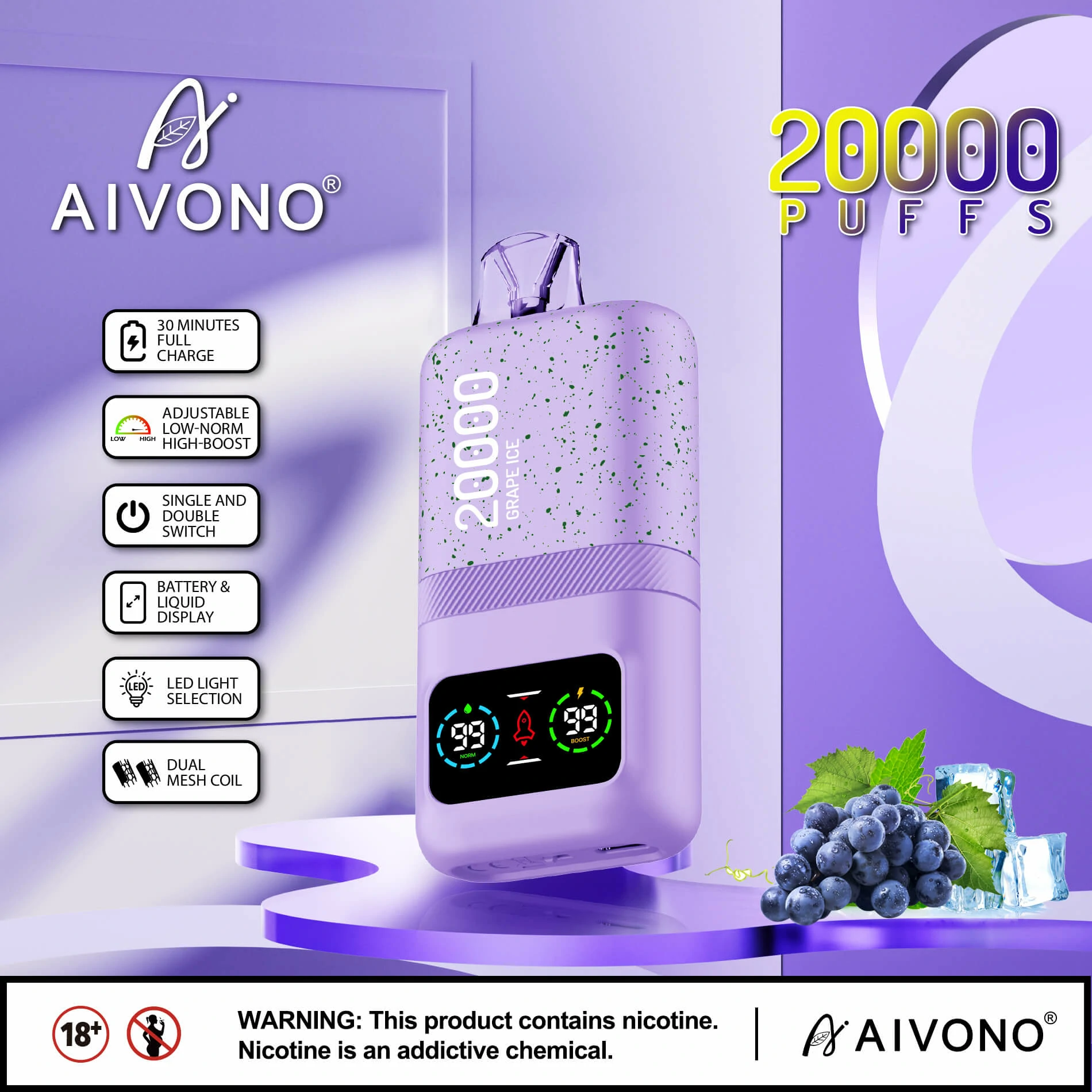 AIVONO AIM MAGIC 20000 20K schermo digitale Svapo monouso