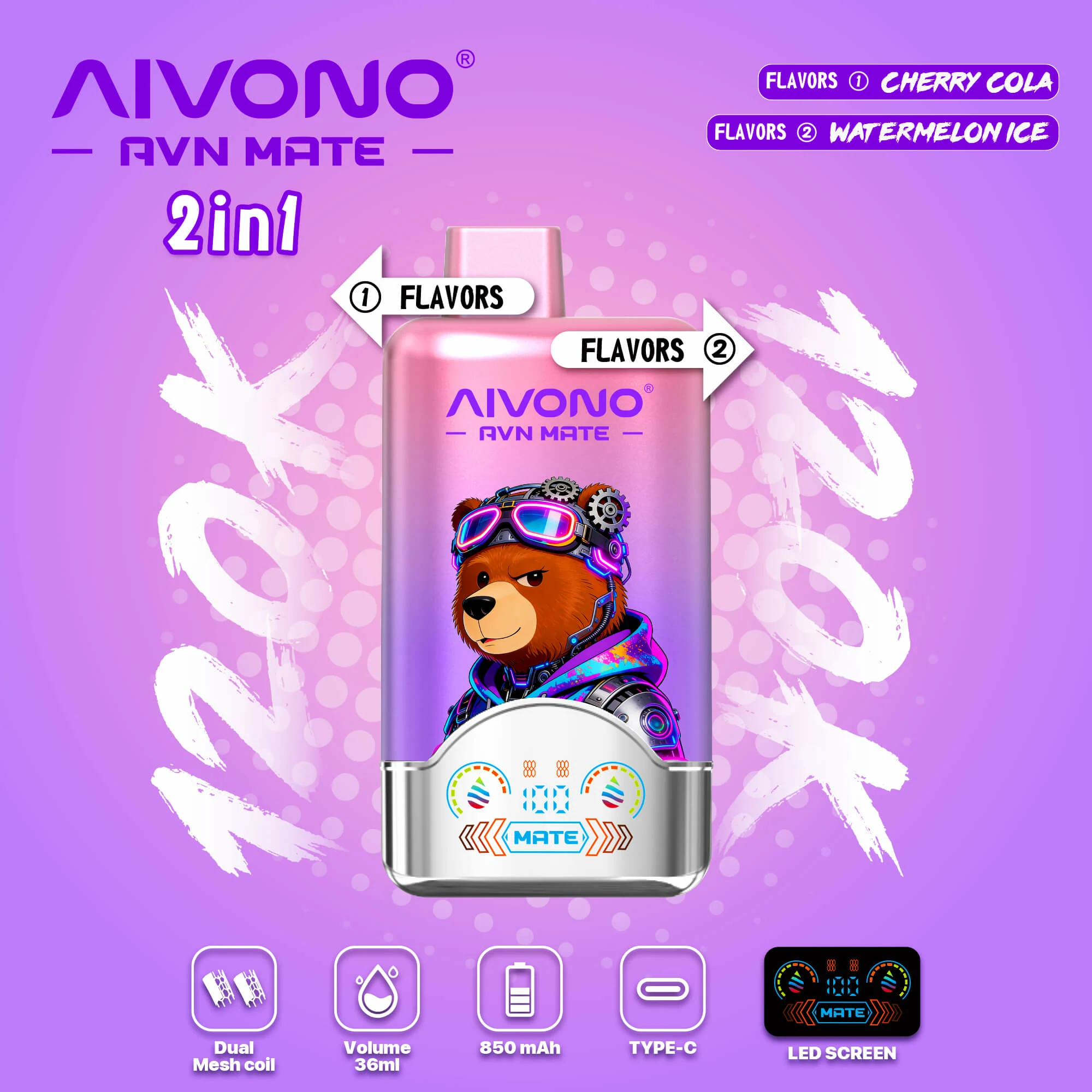 AIVONO AVN MATE 120000 120K Boccate Svapo Monouso con Schermo Intelligente - image 4