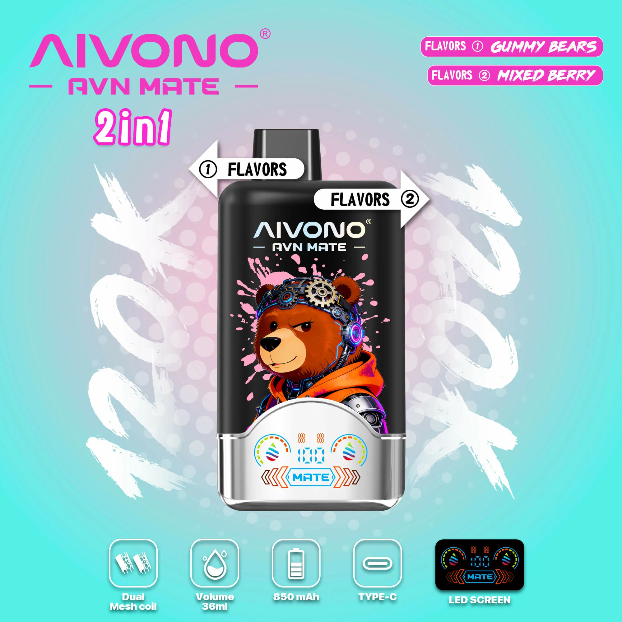 AIVONO AVN MATE 120000 120K Boccate Svapo Monouso con Schermo Intelligente - image 10