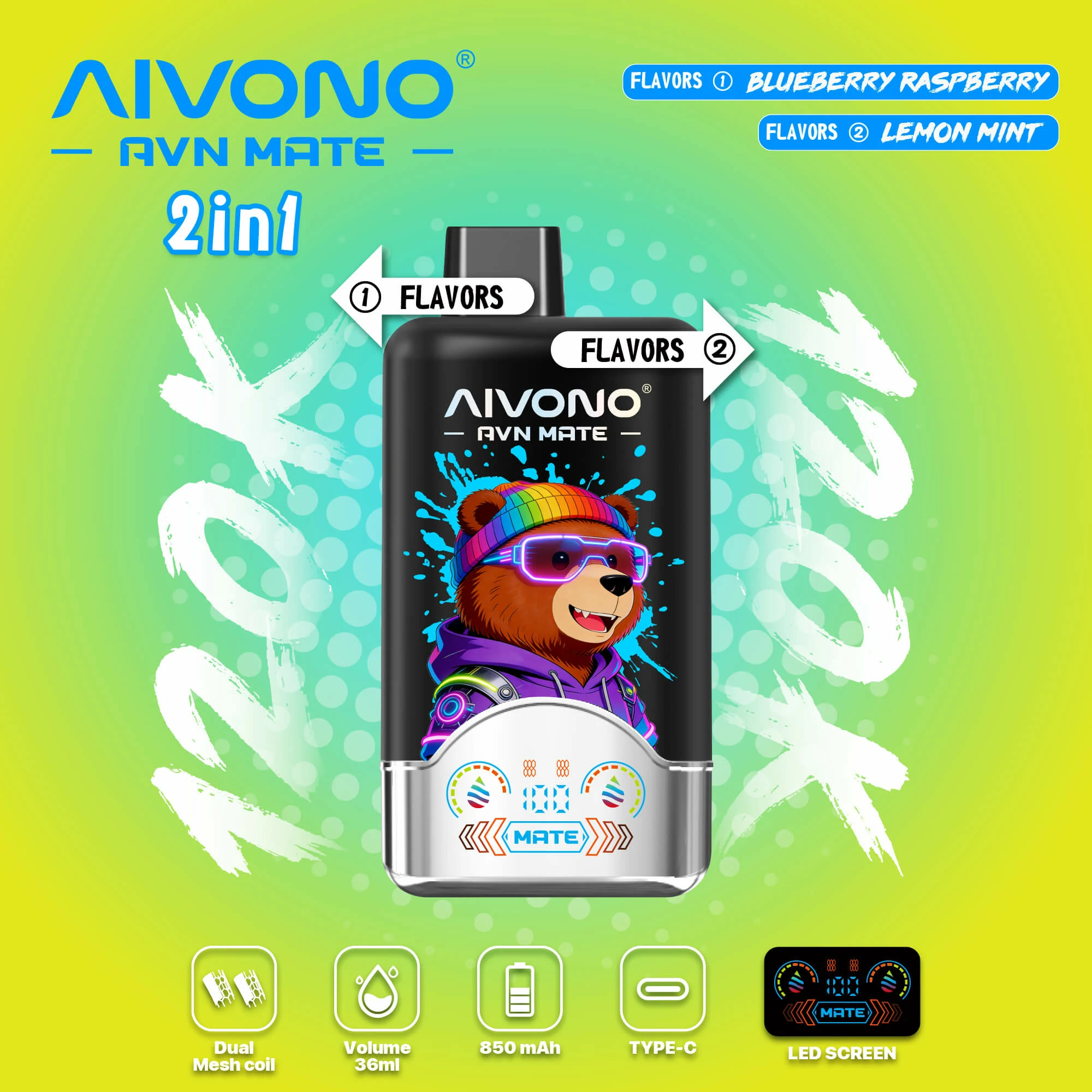AIVONO AVN MATE 120000 120K Boccate Svapo Monouso con Schermo Intelligente - image 7