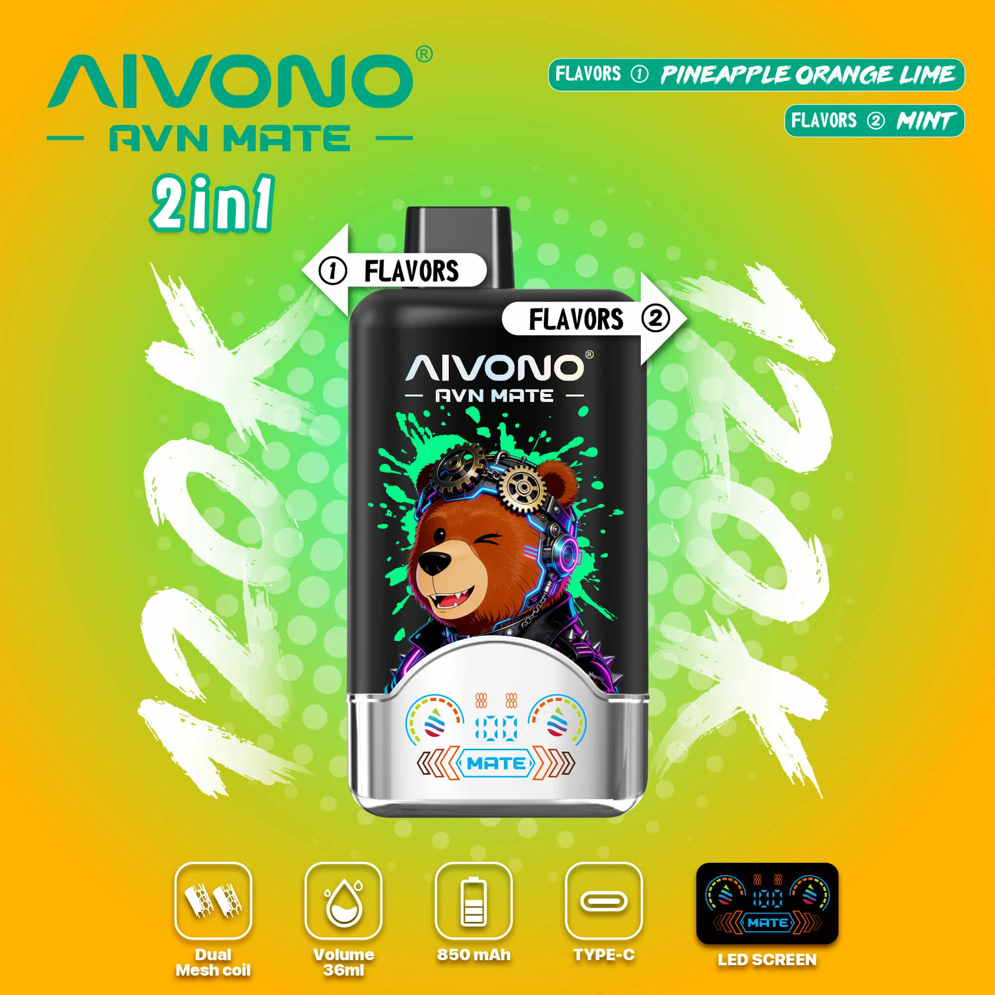 AIVONO AVN MATE 120000 120K Boccate Svapo Monouso con Schermo Intelligente - image 9