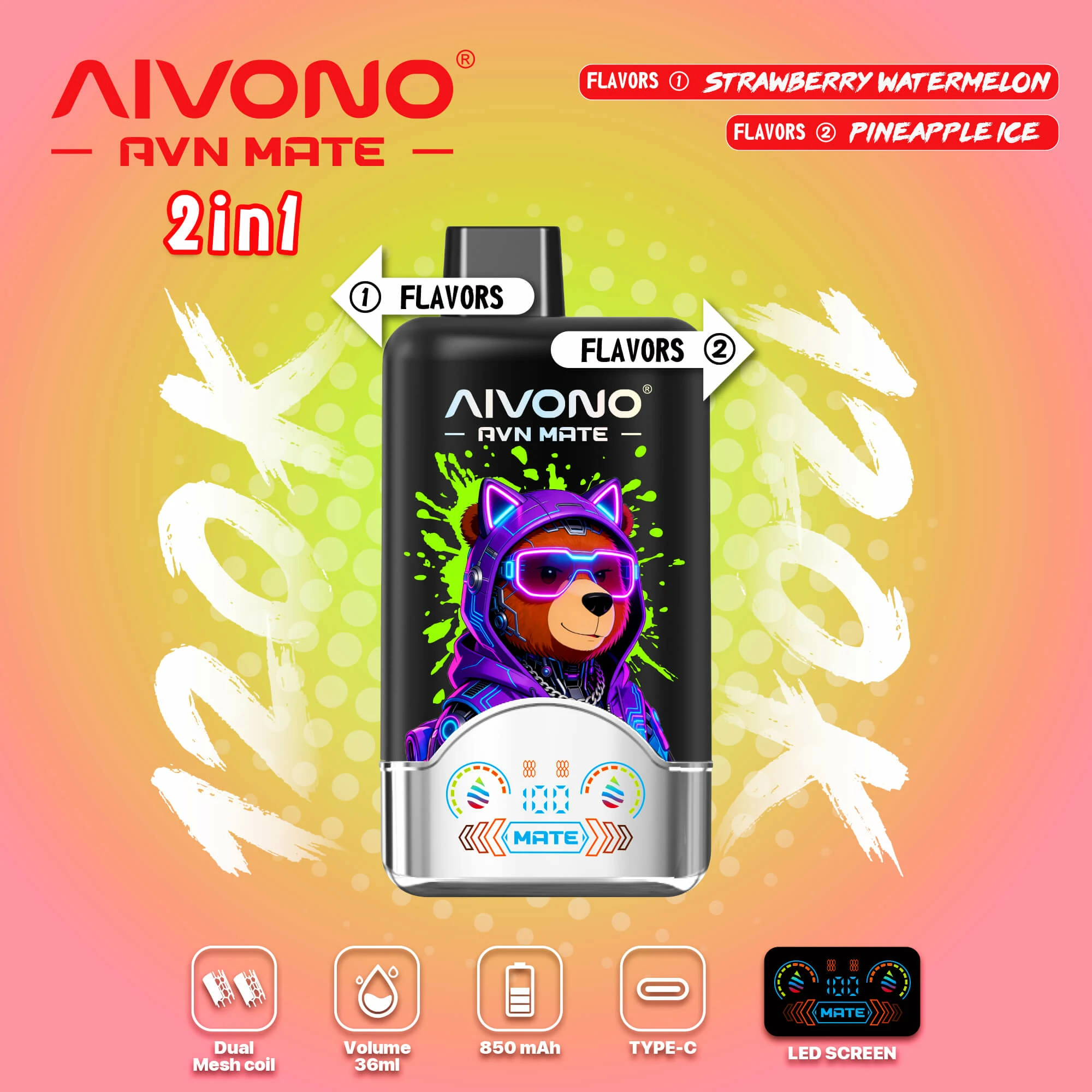 AIVONO AVN MATE 120000 120K Boccate Svapo Monouso con Schermo Intelligente - image 6