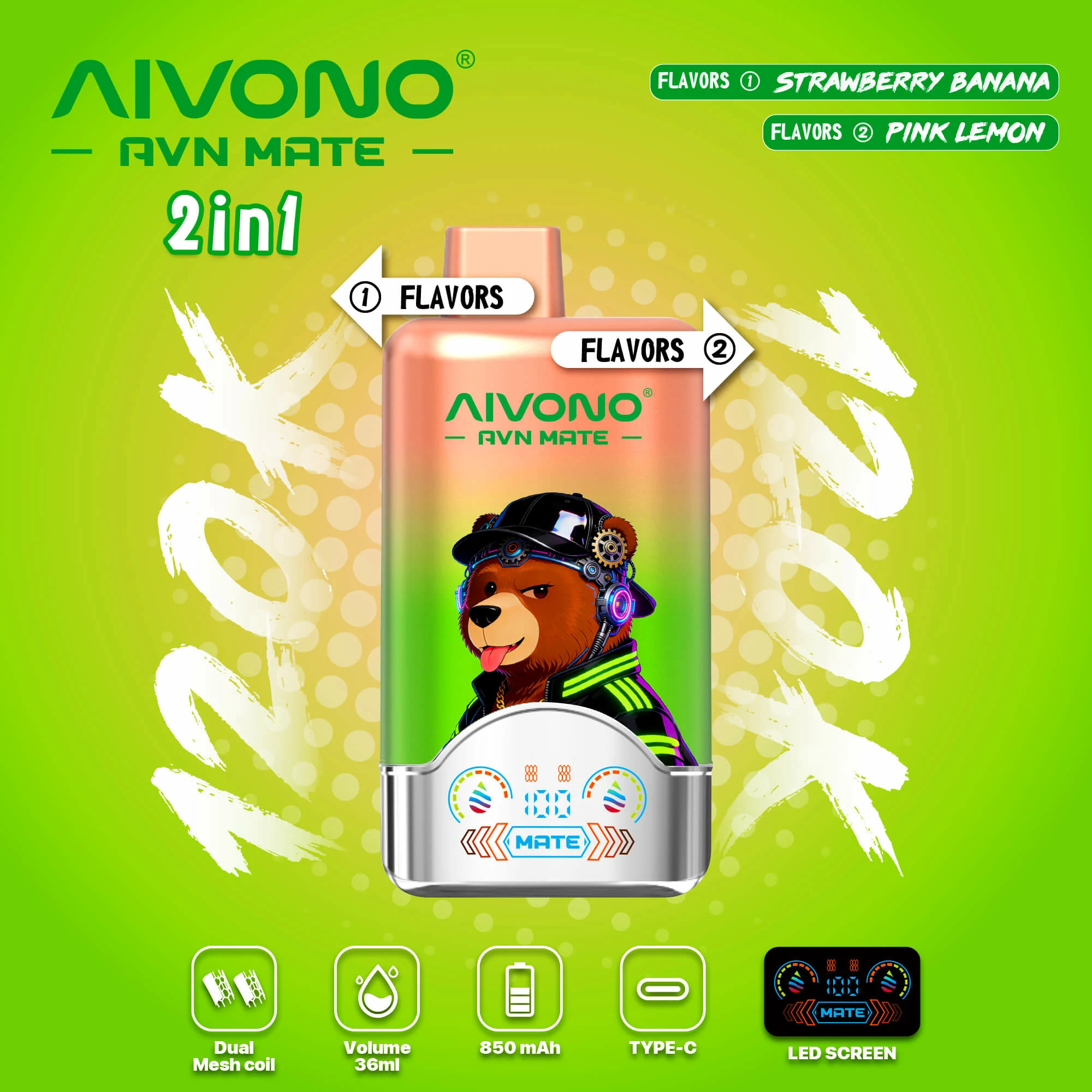 AIVONO AVN MATE 120000 120K Boccate Svapo Monouso con Schermo Intelligente