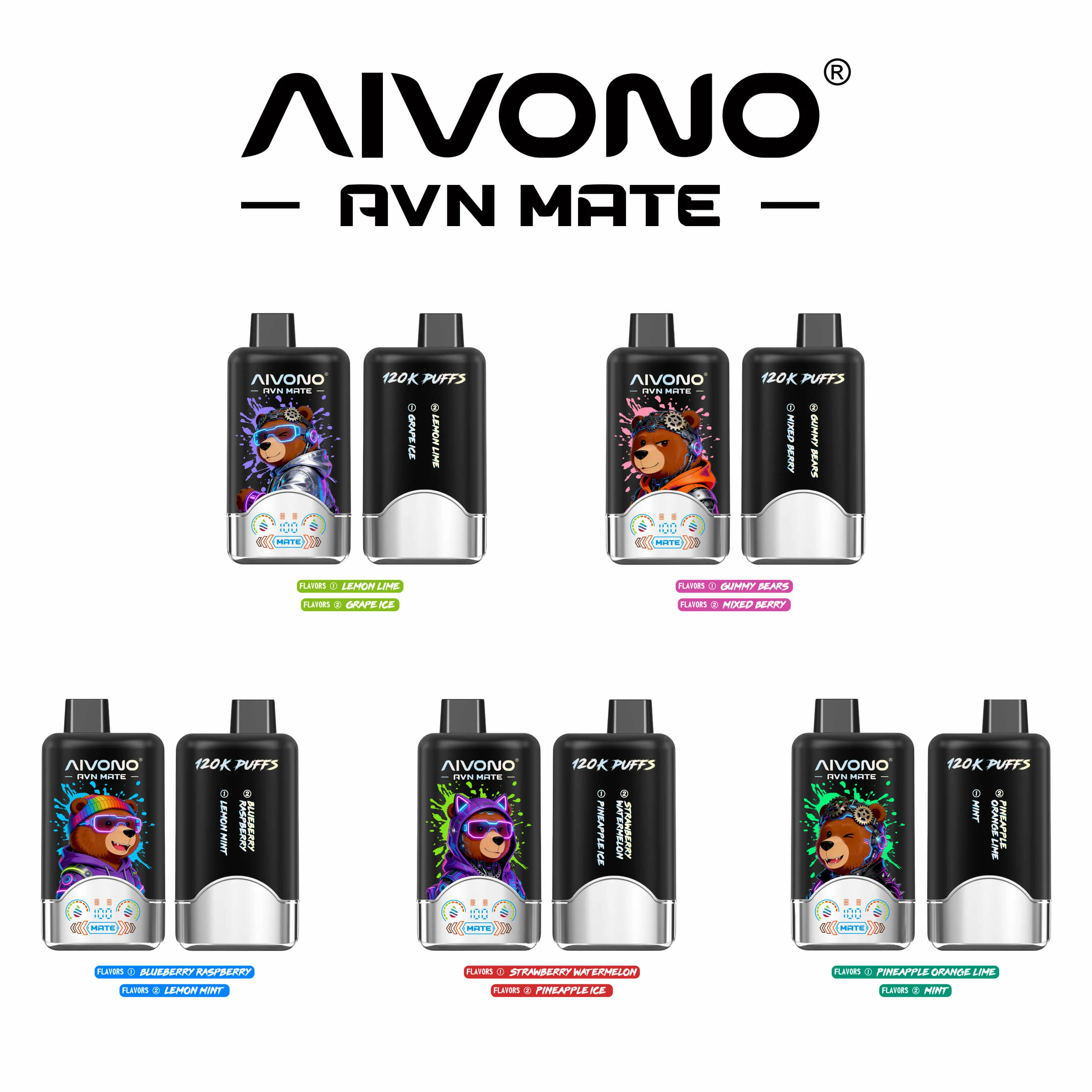 AIVONO AVN MATE 120000 120K Boccate Svapo Monouso con Schermo Intelligente - image 11