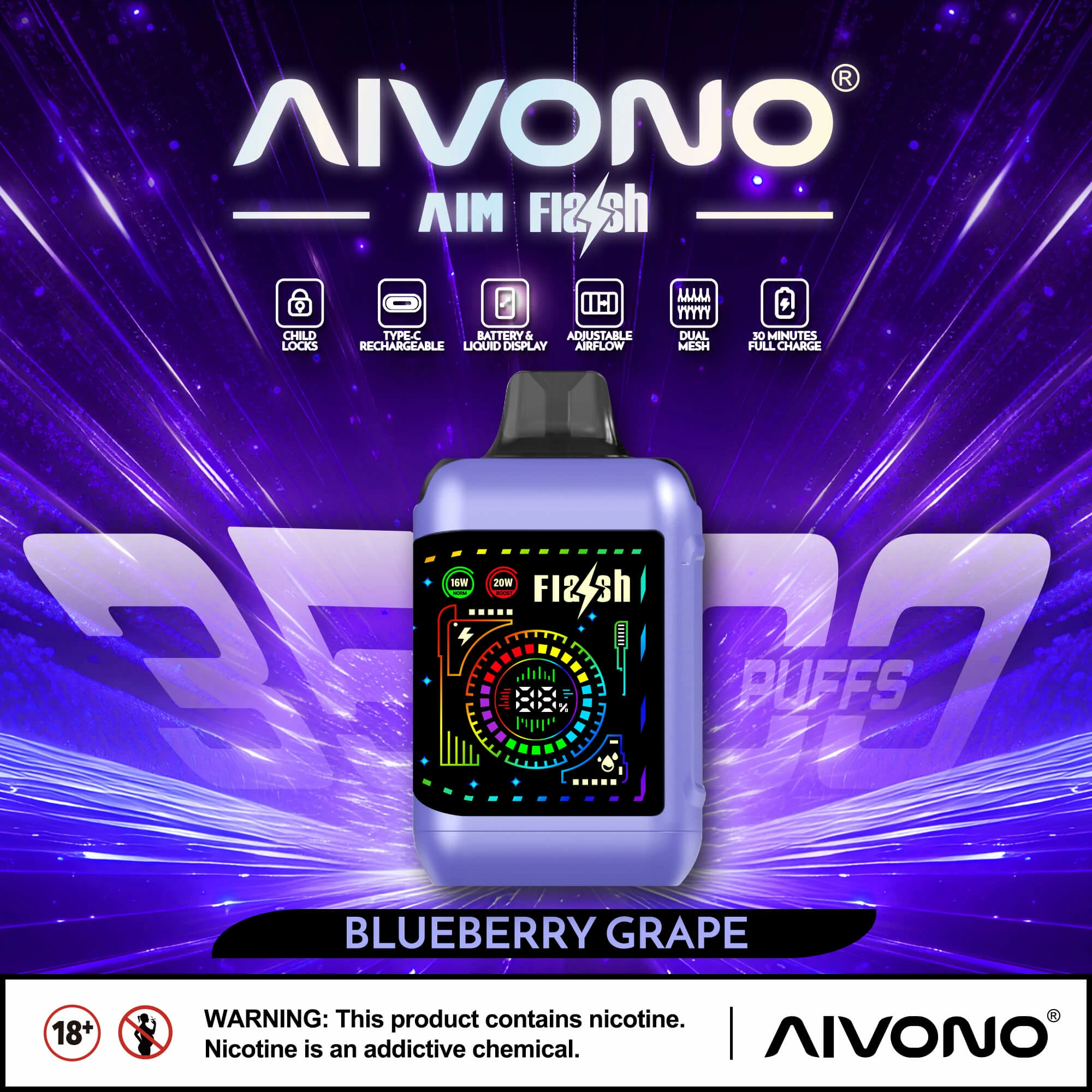 AIVONO FLASH 35000 35K Boccate Dual Mesh Svapo monouso