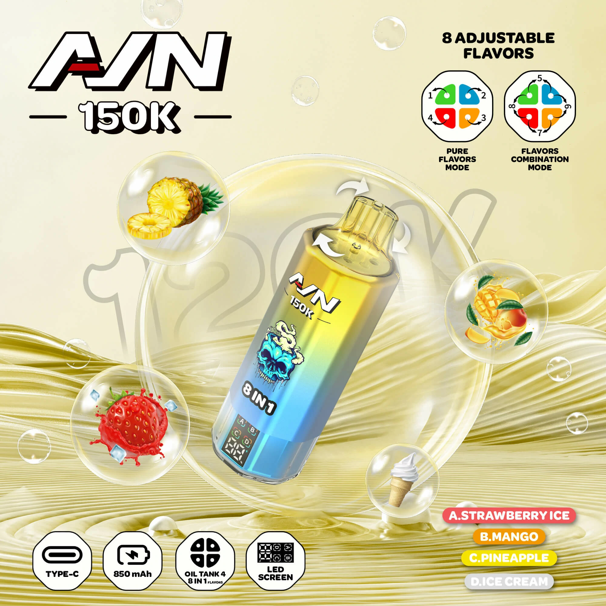 AIVONO AIM AVN 150000 150K Boccate schermo LED svapo monouso - image 3