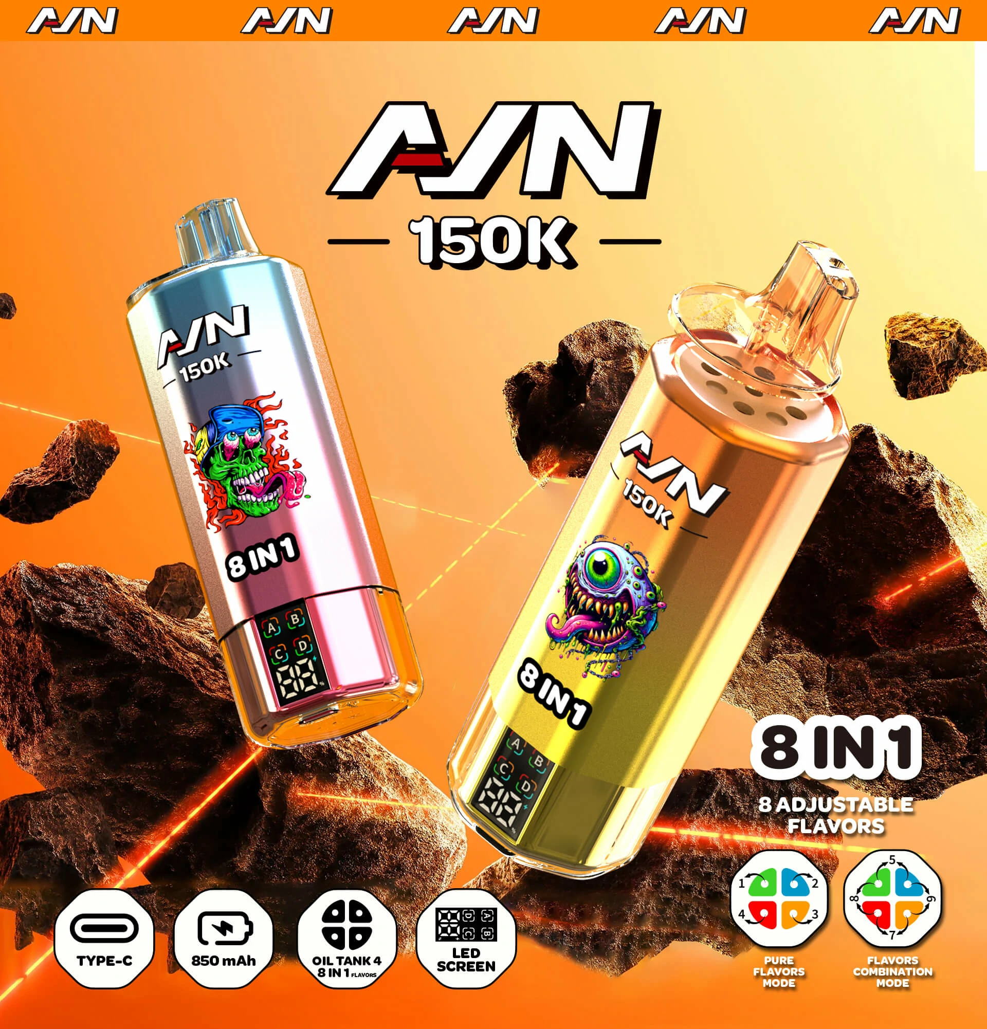 AIVONO AIM AVN 150000 150K Boccate schermo LED svapo monouso