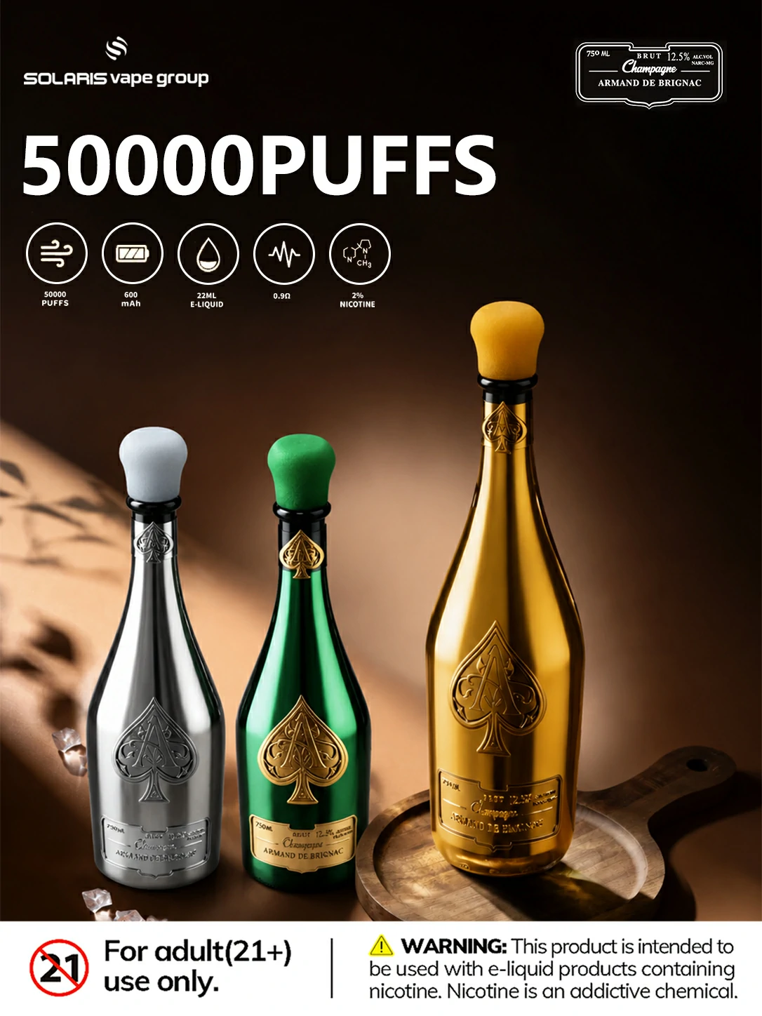 AZUL Solaris 50000 50K Boccate design champagne Svapo monouso