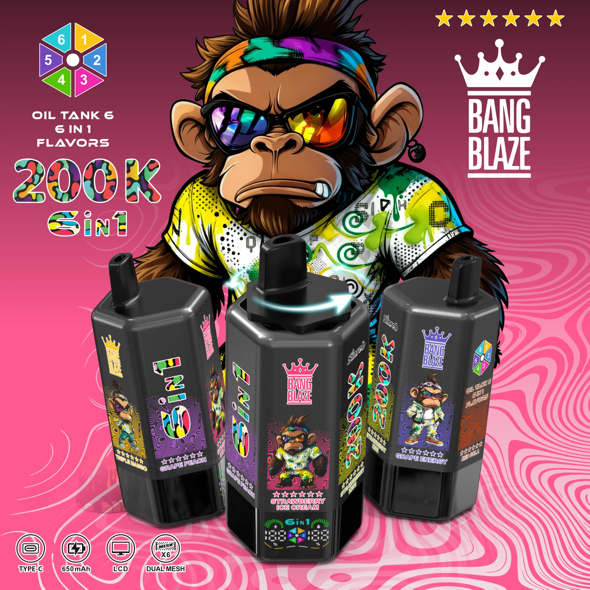 Bang Blaze 200000 200K Boccate con display svapo monouso - image 3