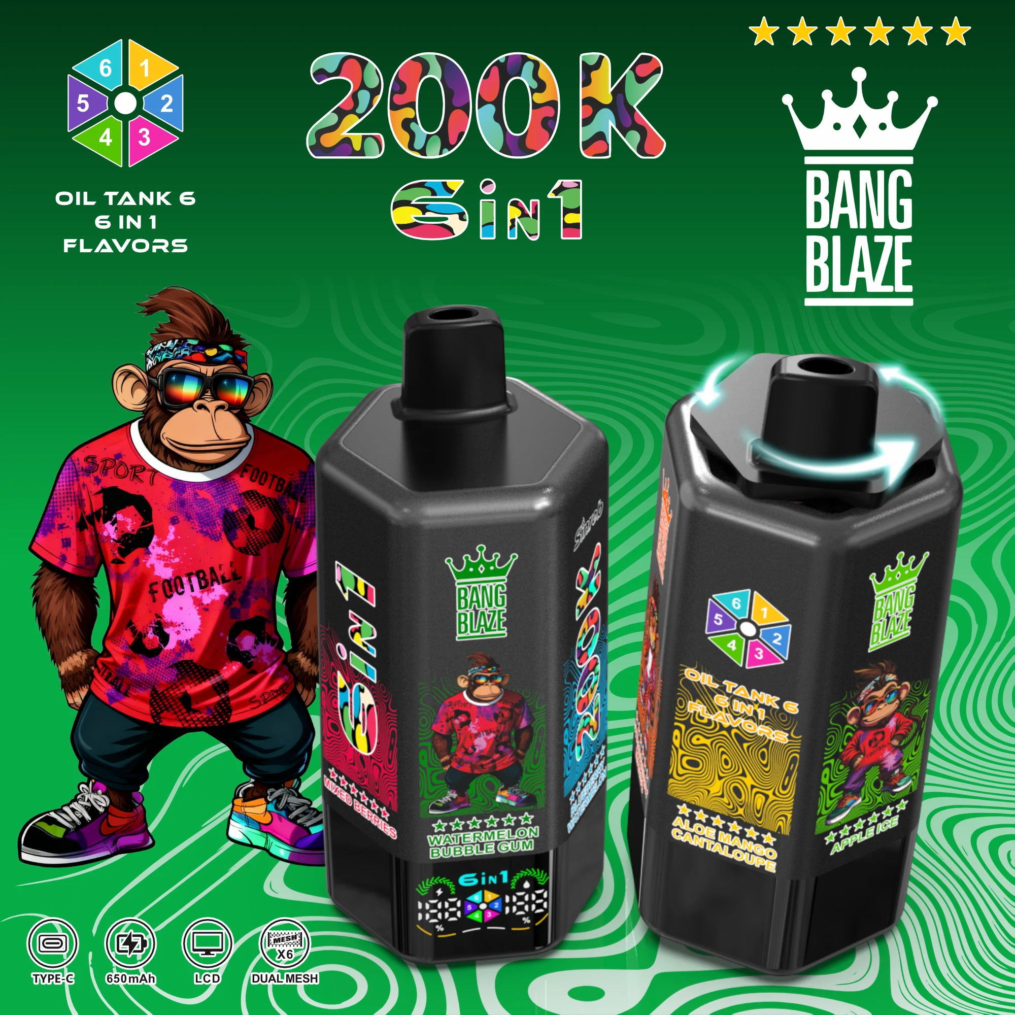 Bang Blaze 200000 200K Boccate con display svapo monouso - image 2