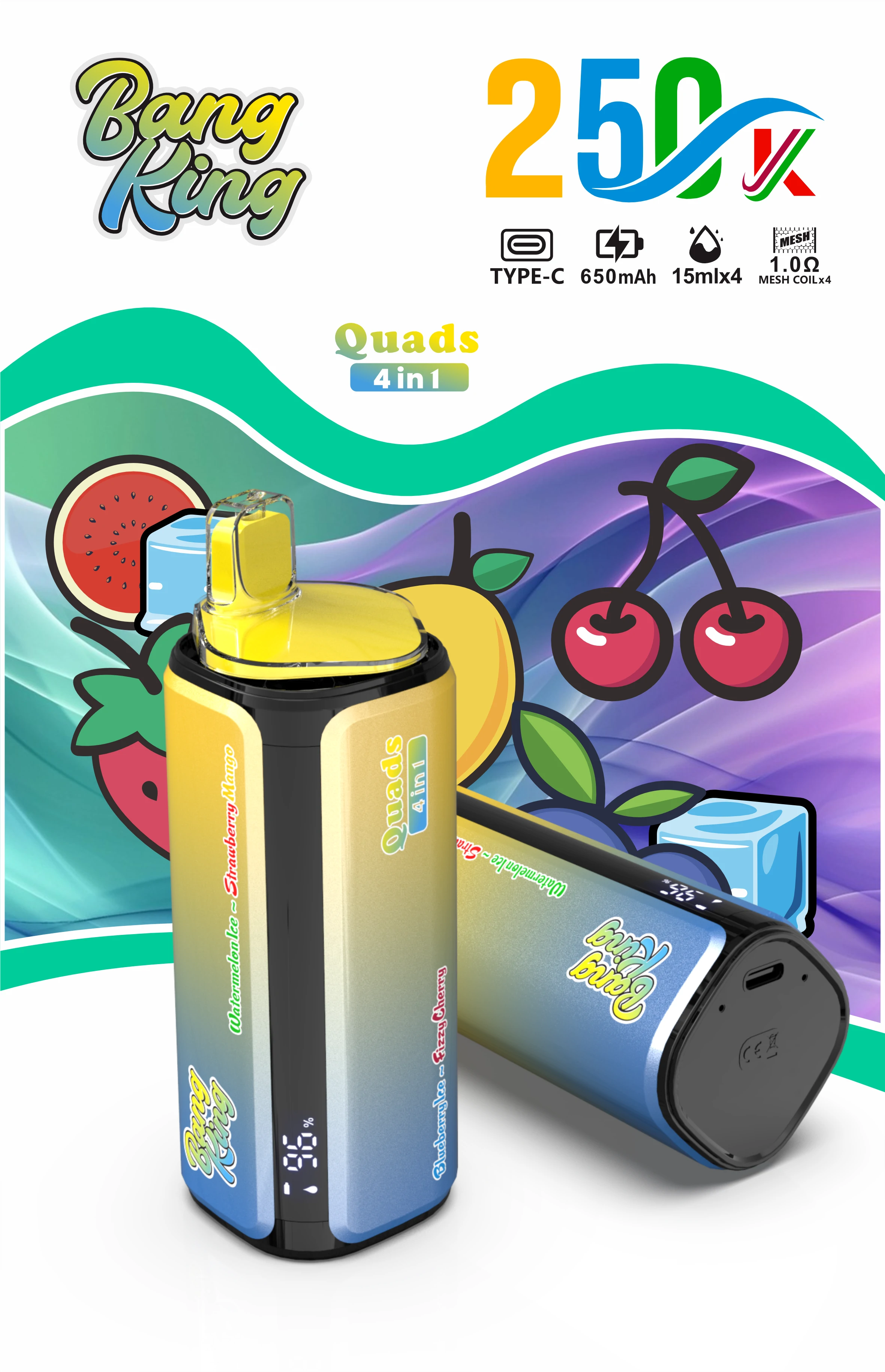 Bang King Quads 250000 250K Boccate 4-in-1 Svapo monouso - image 4