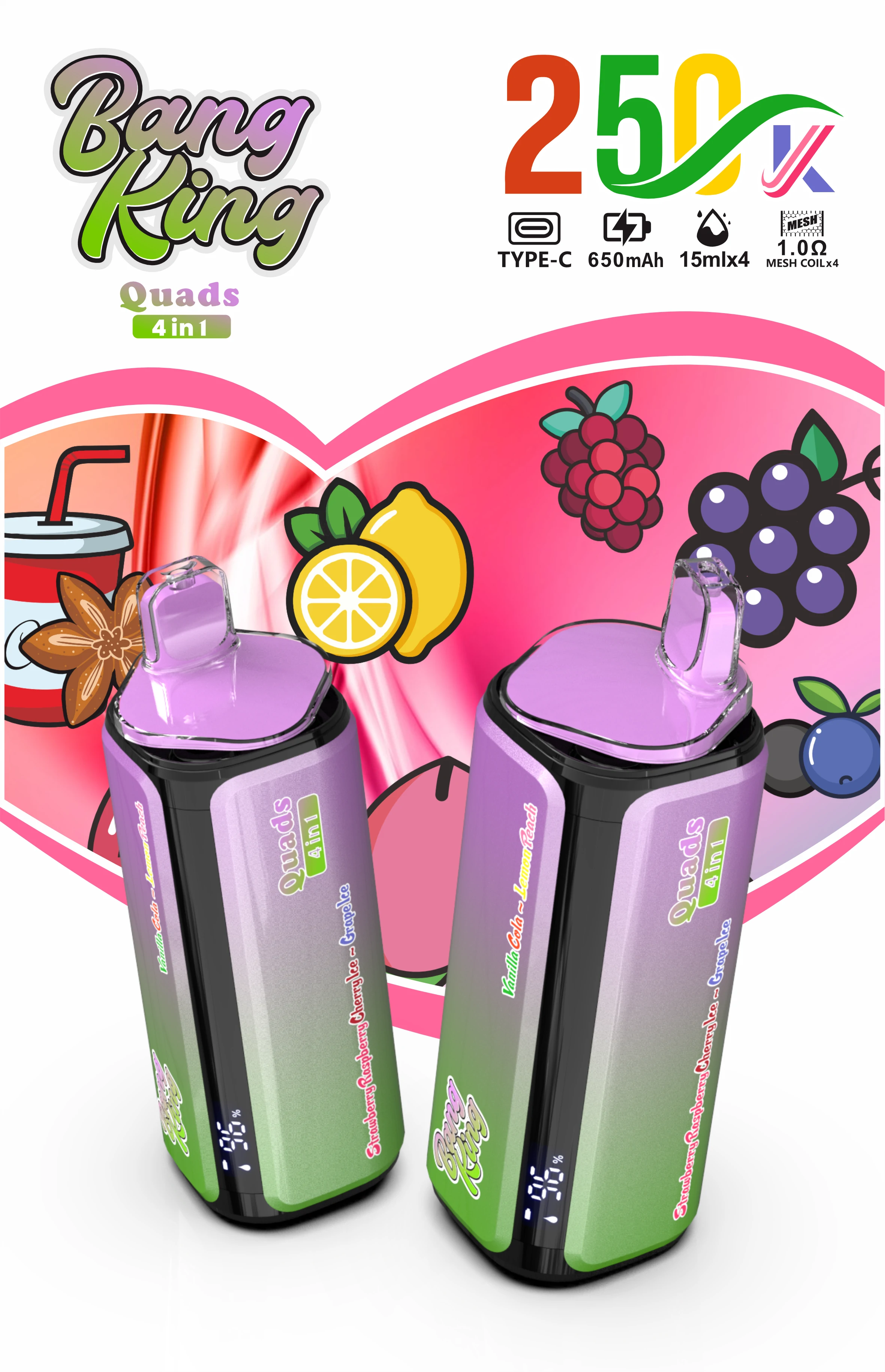Bang King Quads 250000 250K Boccate 4-in-1 Svapo monouso - image 6