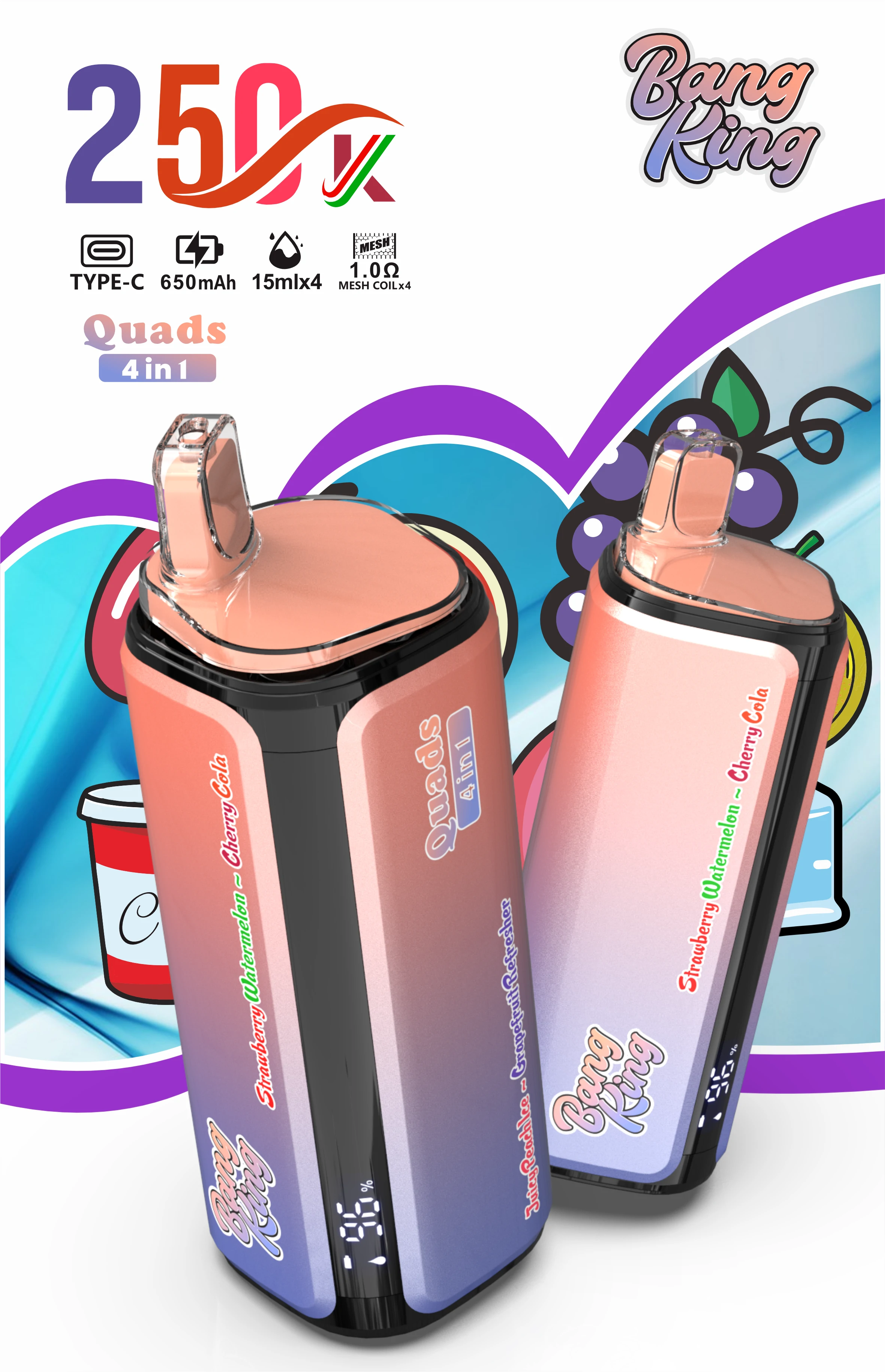 Bang King Quads 250000 250K Boccate 4-in-1 Svapo monouso